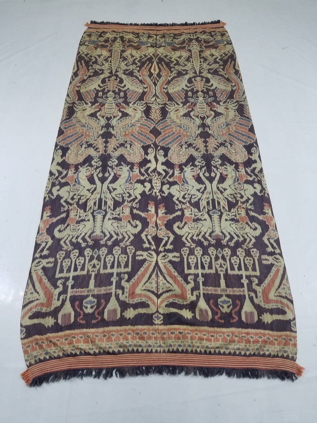 Vintage Indonesian Handwoven Sumba Ikat Vertical Seam Textile 238x116cm