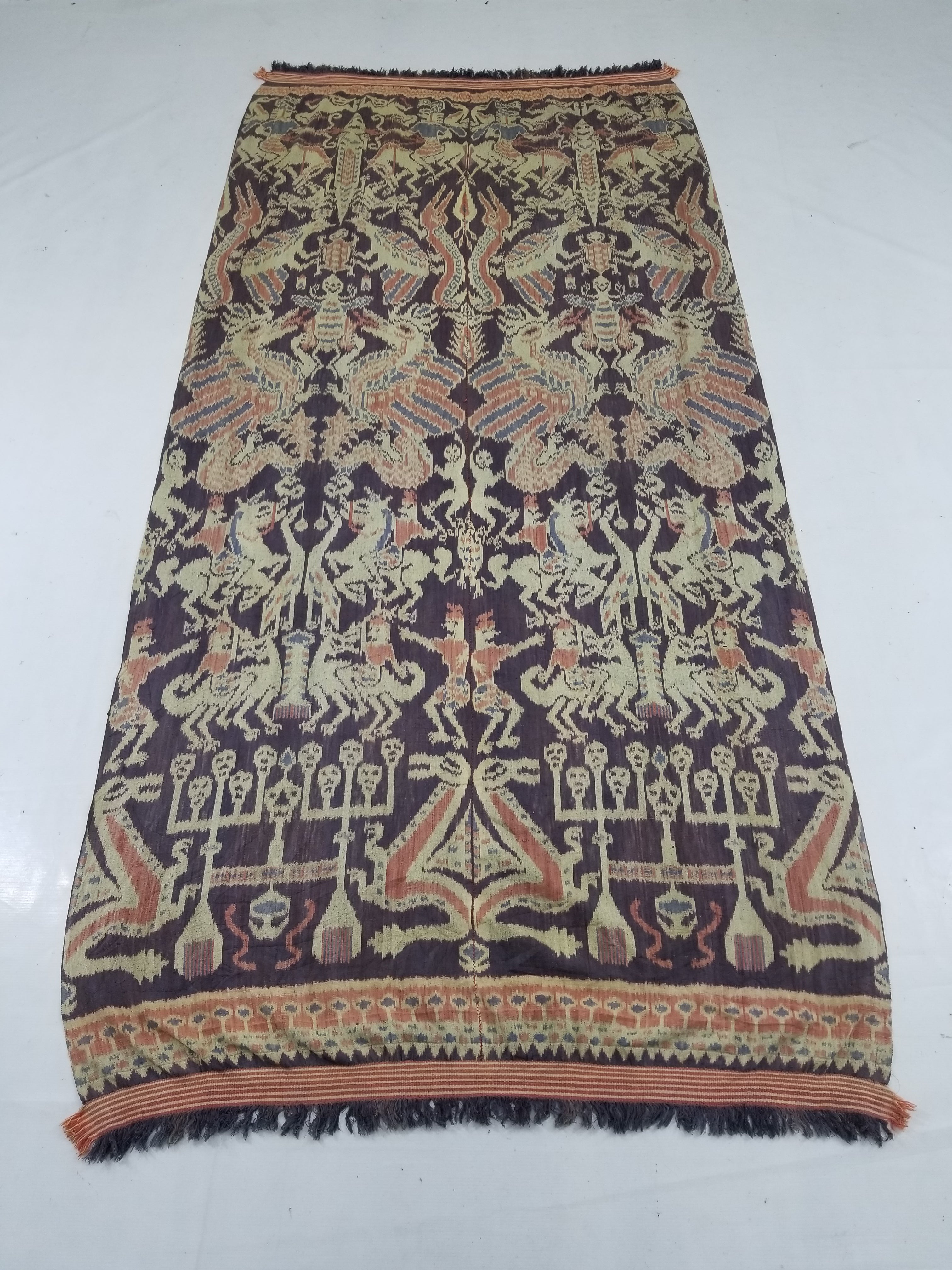 Vintage Indonesian Handwoven Sumba Ikat Vertical Seam Textile 238x116cm