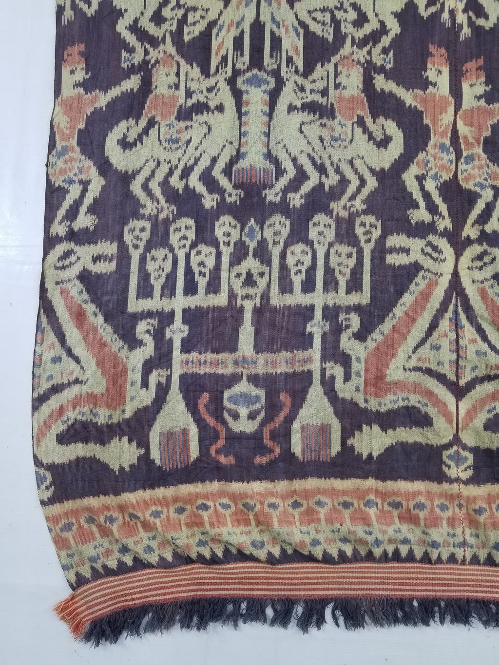 Vintage Indonesian Handwoven Sumba Ikat Vertical Seam Textile 238x116cm