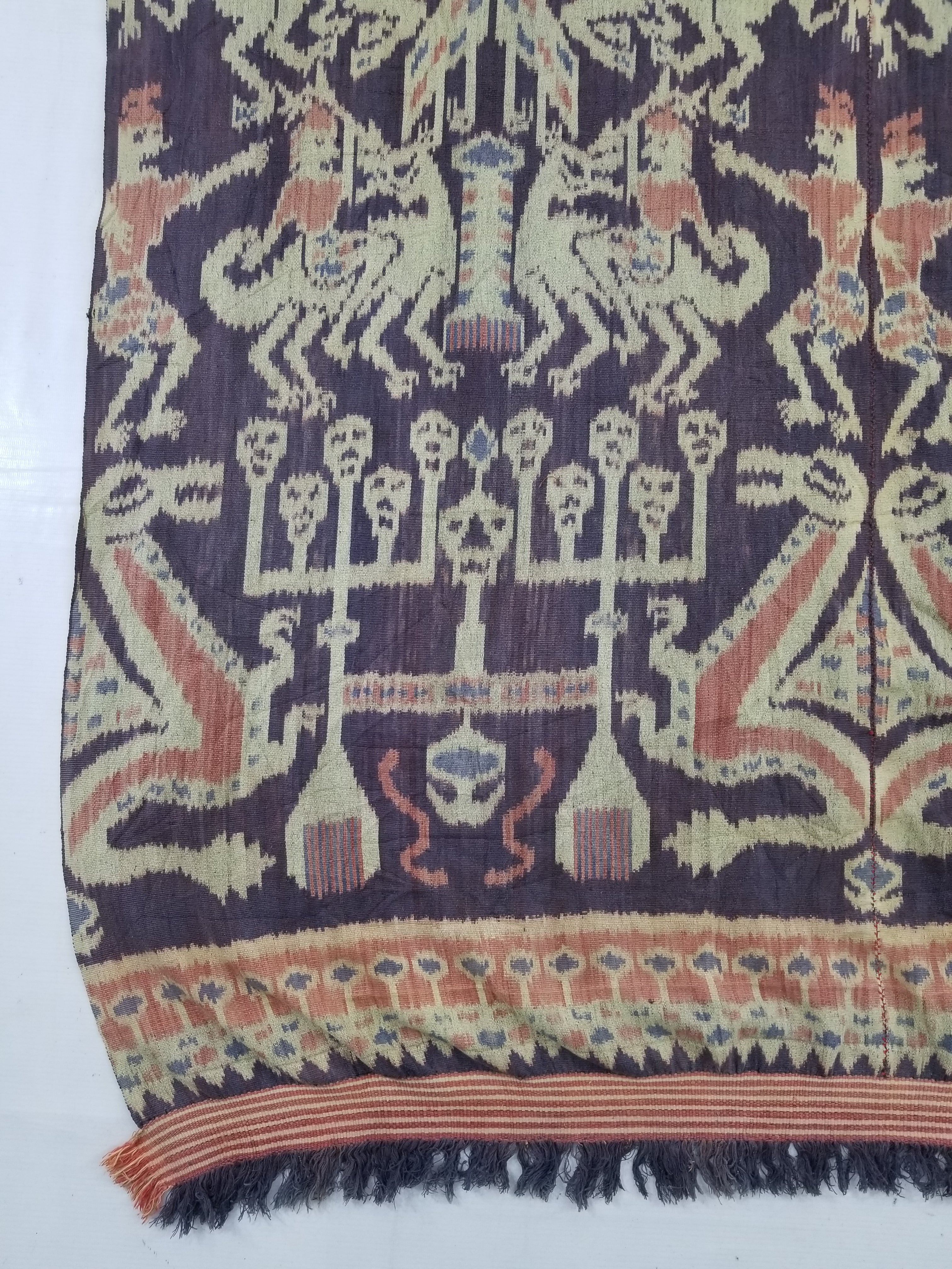 Vintage Indonesian Handwoven Sumba Ikat Vertical Seam Textile 238x116cm