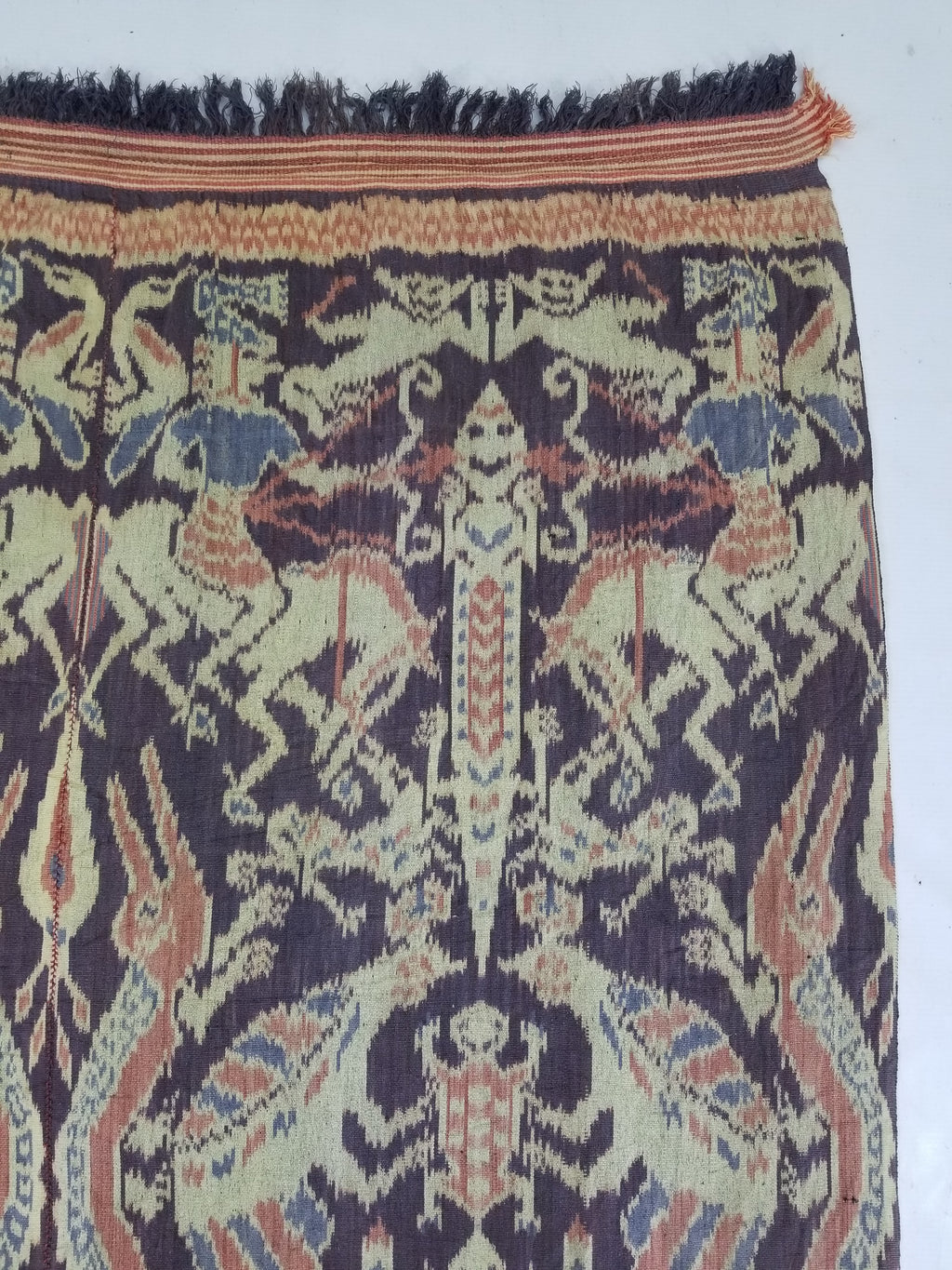 Vintage Indonesian Handwoven Sumba Ikat Vertical Seam Textile 238x116cm