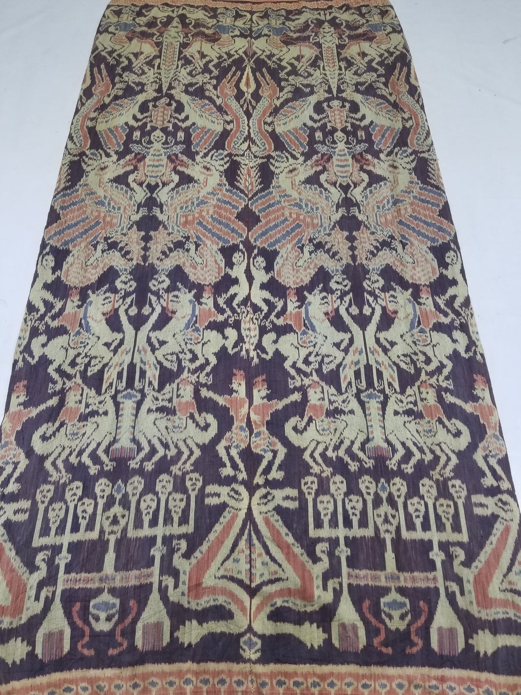 Vintage Indonesian Handwoven Sumba Ikat Vertical Seam Textile 238x116cm
