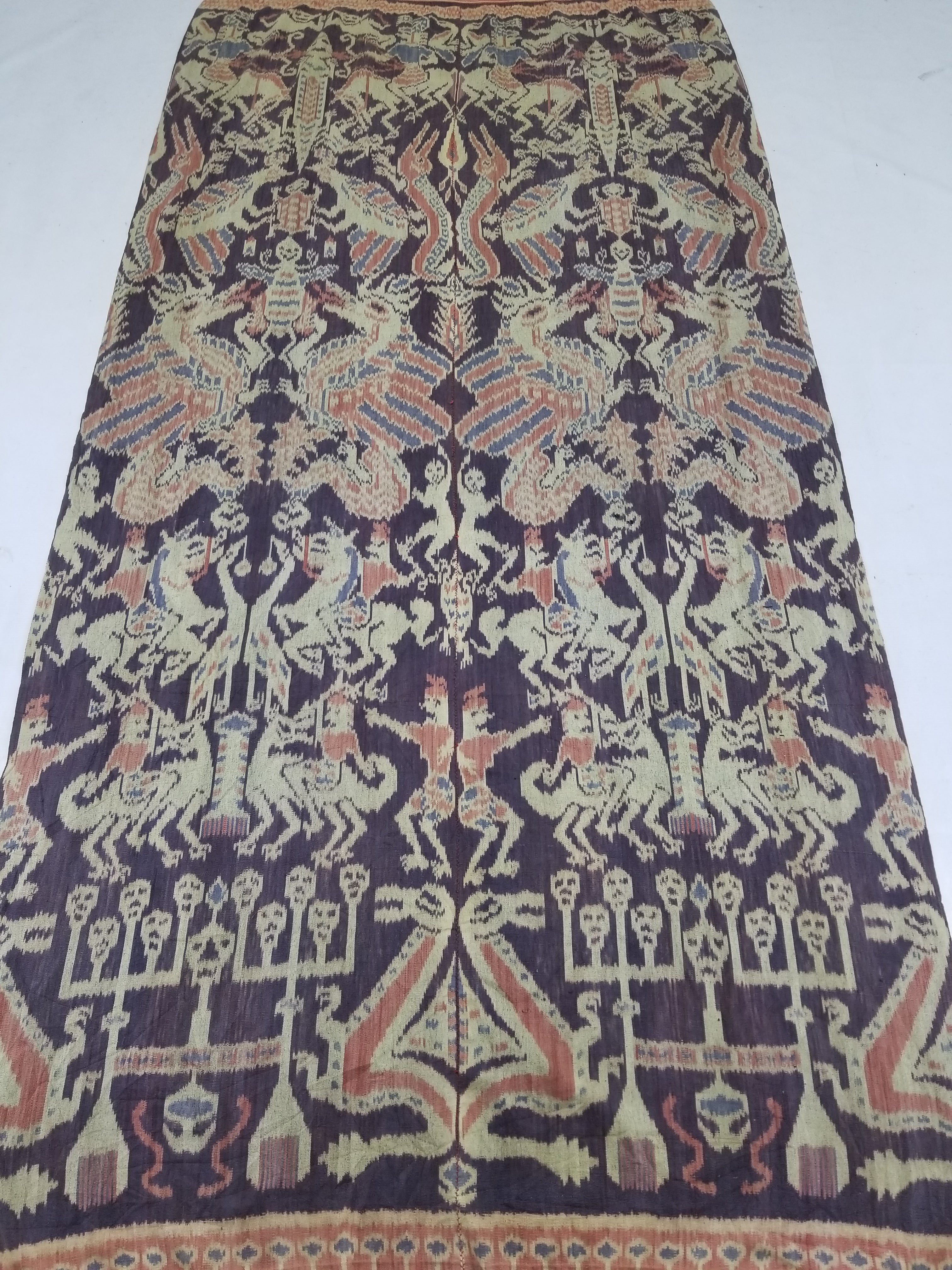 Vintage Indonesian Handwoven Sumba Ikat Vertical Seam Textile 238x116cm