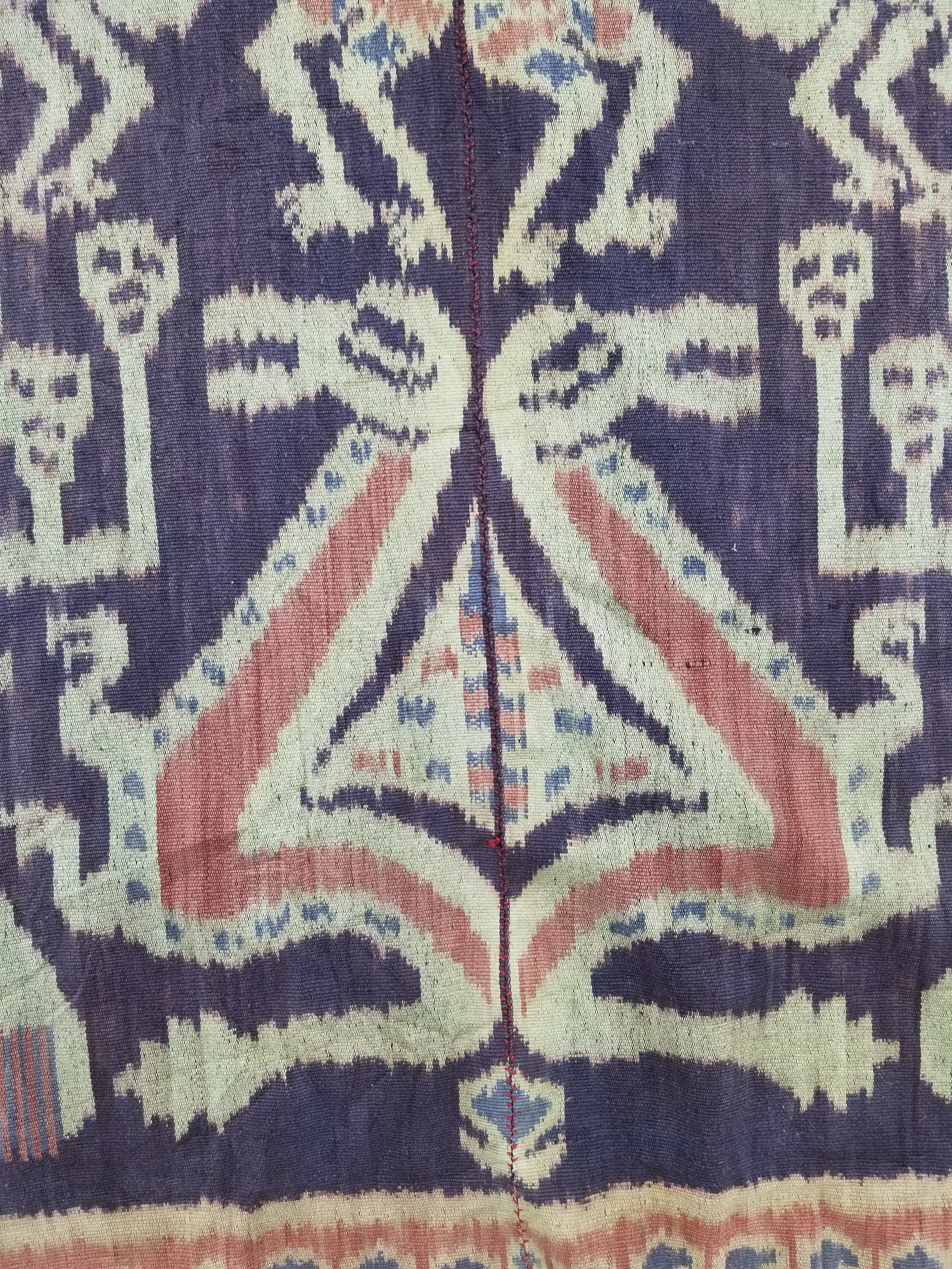 Vintage Indonesian Handwoven Sumba Ikat Vertical Seam Textile 238x116cm