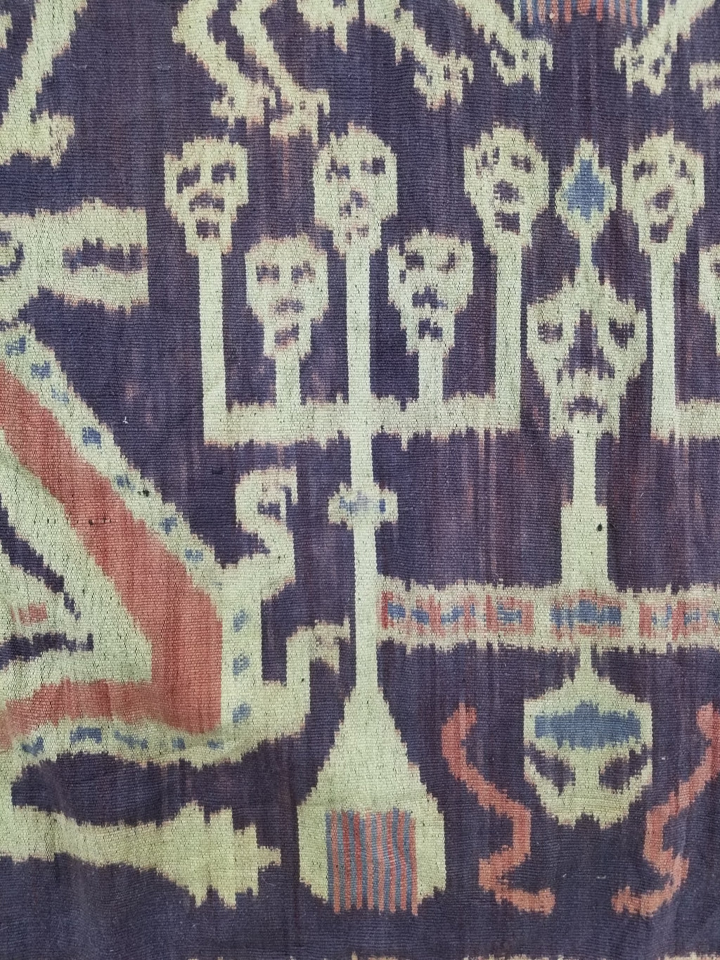 Vintage Indonesian Handwoven Sumba Ikat Vertical Seam Textile 238x116cm