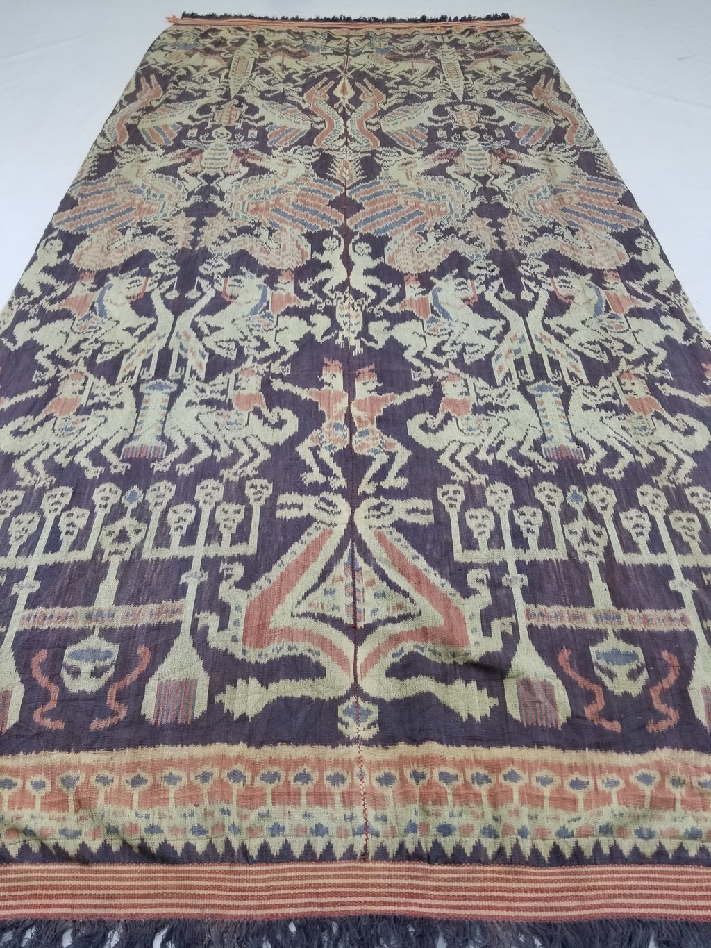 Vintage Indonesian Handwoven Sumba Ikat Vertical Seam Textile 238x116cm