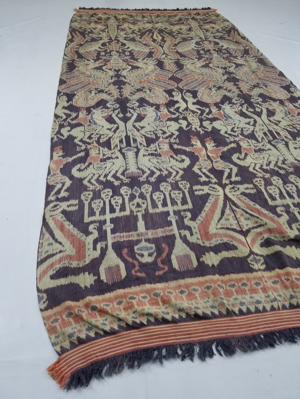 Vintage Indonesian Handwoven Sumba Ikat Vertical Seam Textile 238x116cm