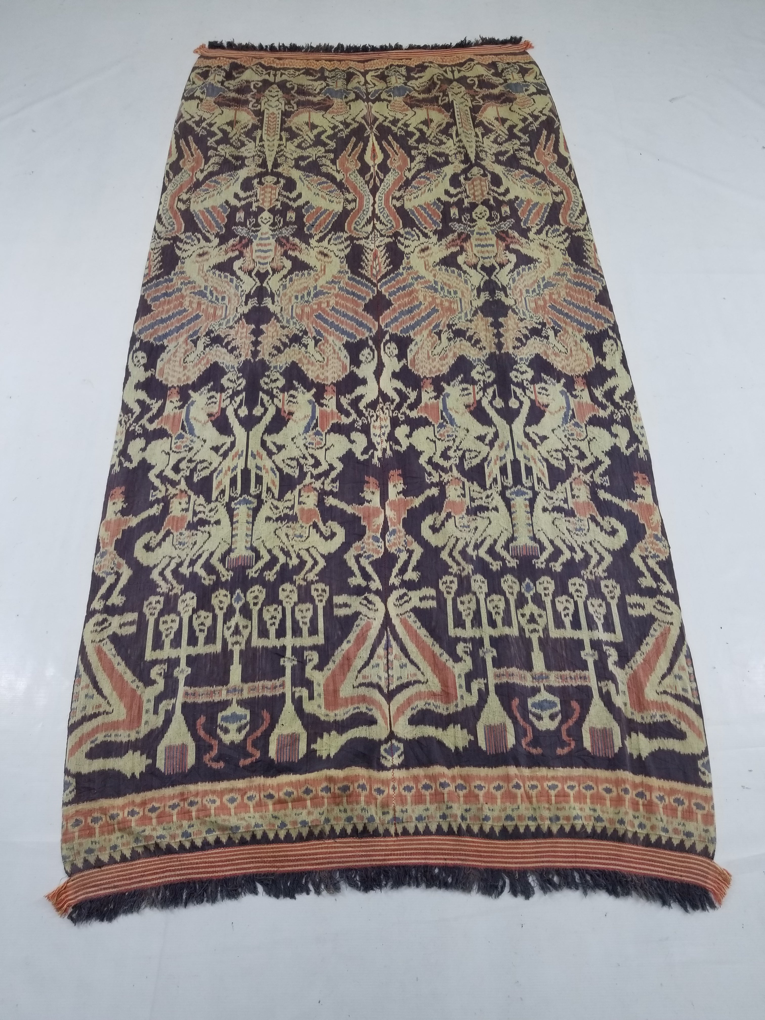 Vintage Indonesian Handwoven Sumba Ikat Vertical Seam Textile 238x116cm