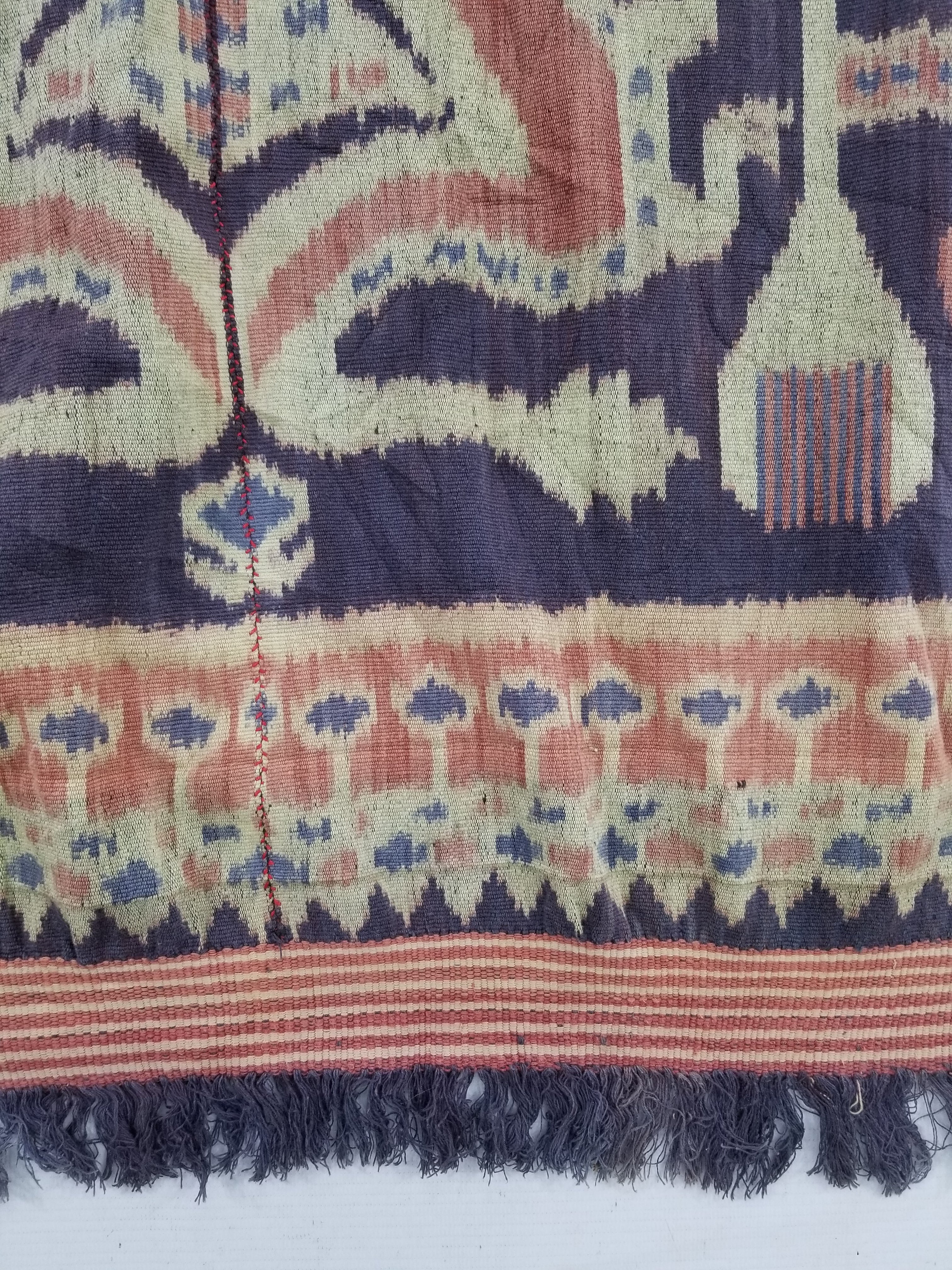 Vintage Indonesian Handwoven Sumba Ikat Vertical Seam Textile 238x116cm