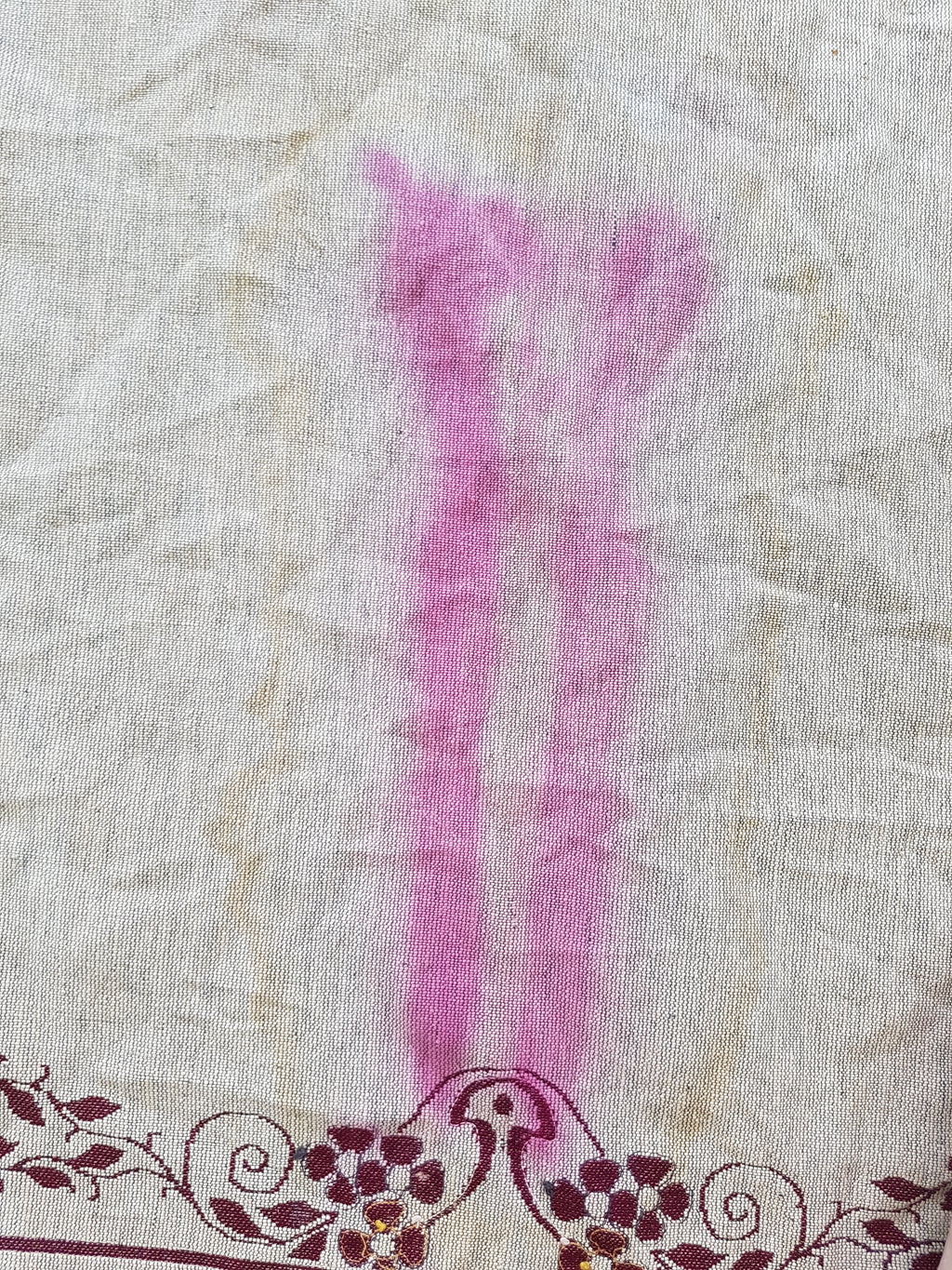 Antique Traditional Hand Embroidered Velvet Textile 180x138cm