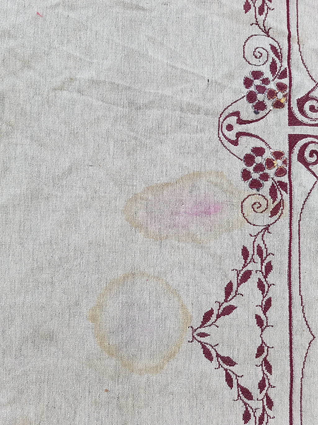 Antique Traditional Hand Embroidered Velvet Textile 180x138cm