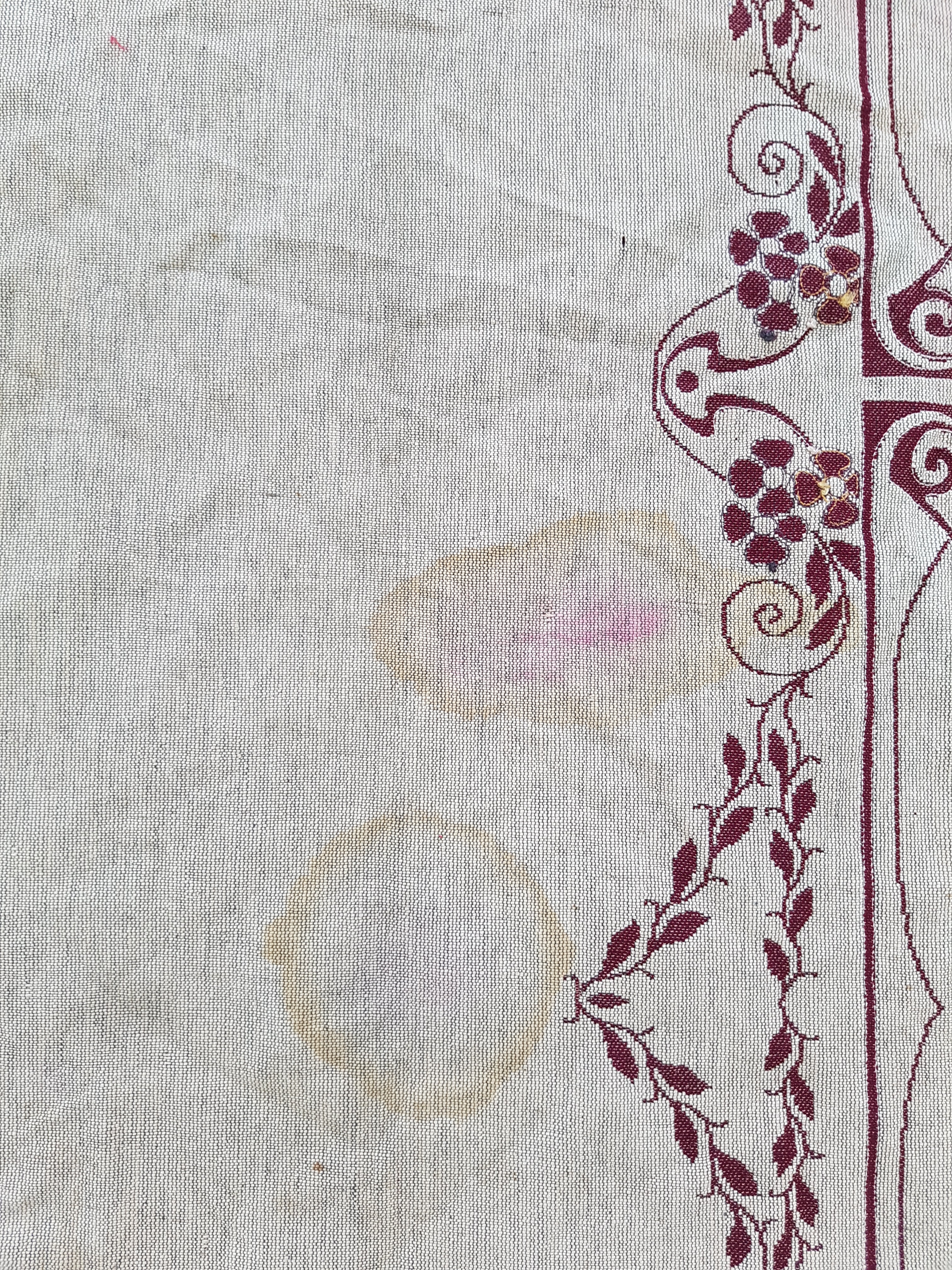 Antique Traditional Hand Embroidered Velvet Textile 180x138cm