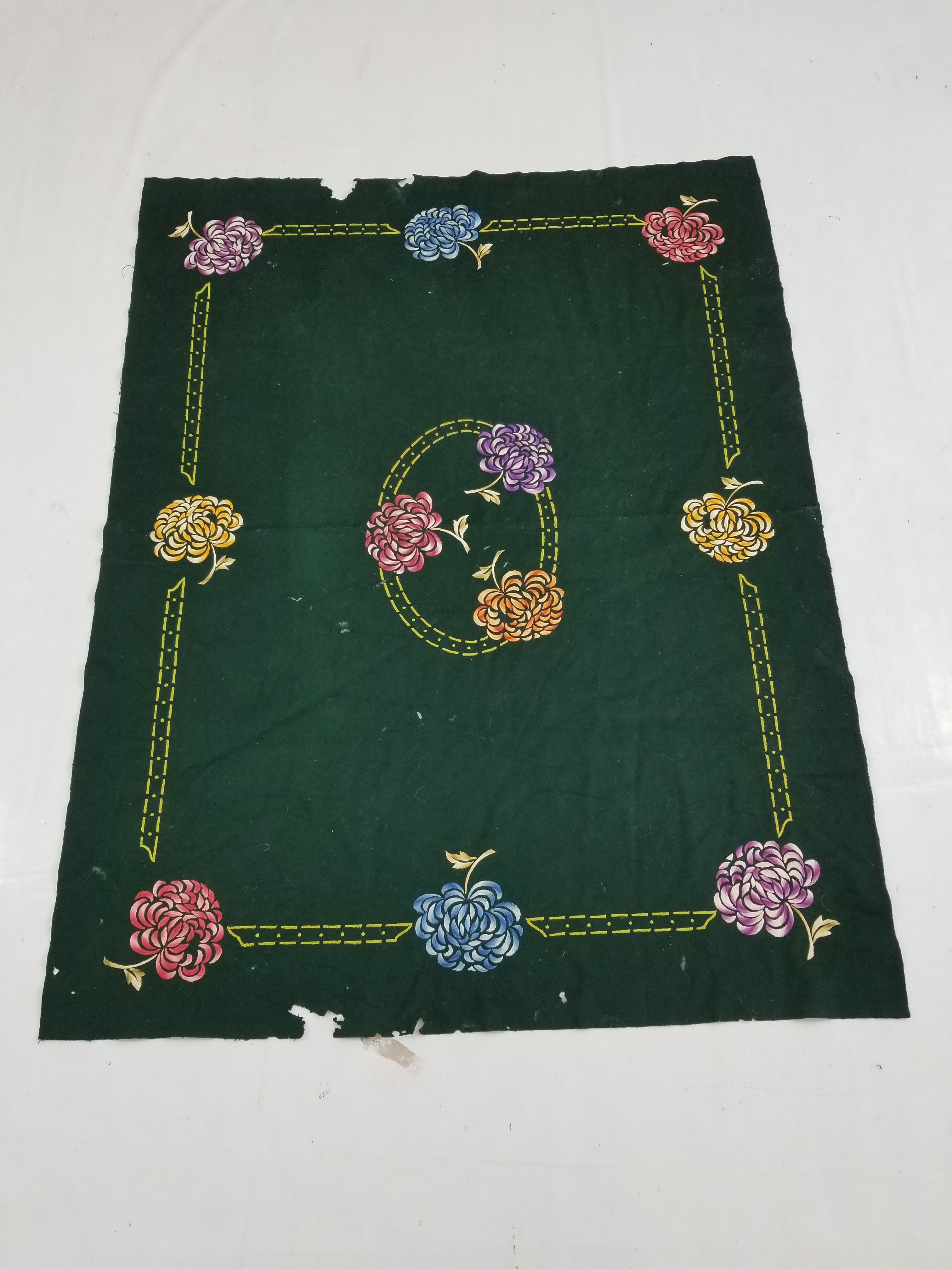 Vintage Traditional Floral Hand Embroidered Decorative Panel 136x105cm