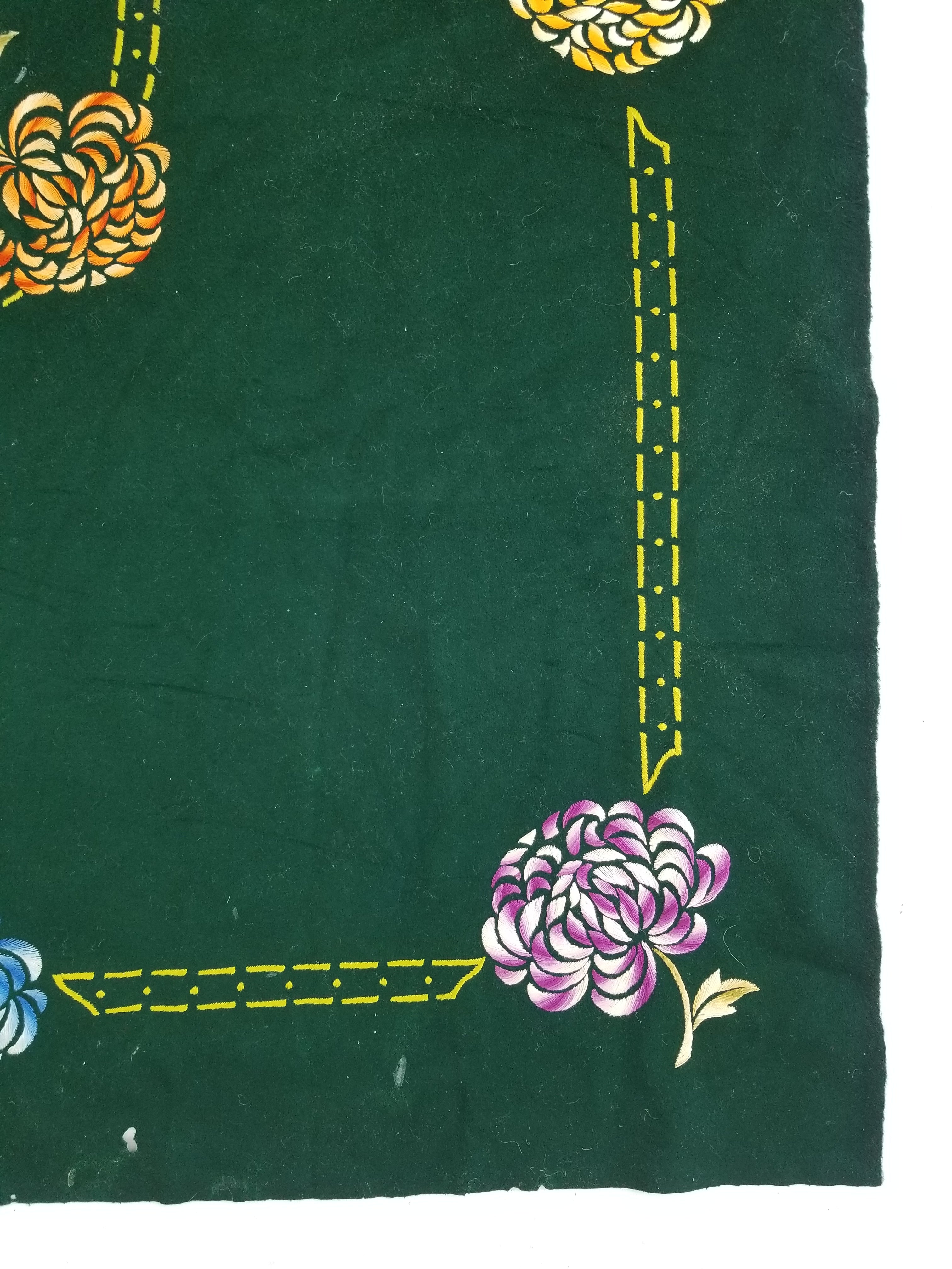 Vintage Traditional Floral Hand Embroidered Decorative Panel 136x105cm