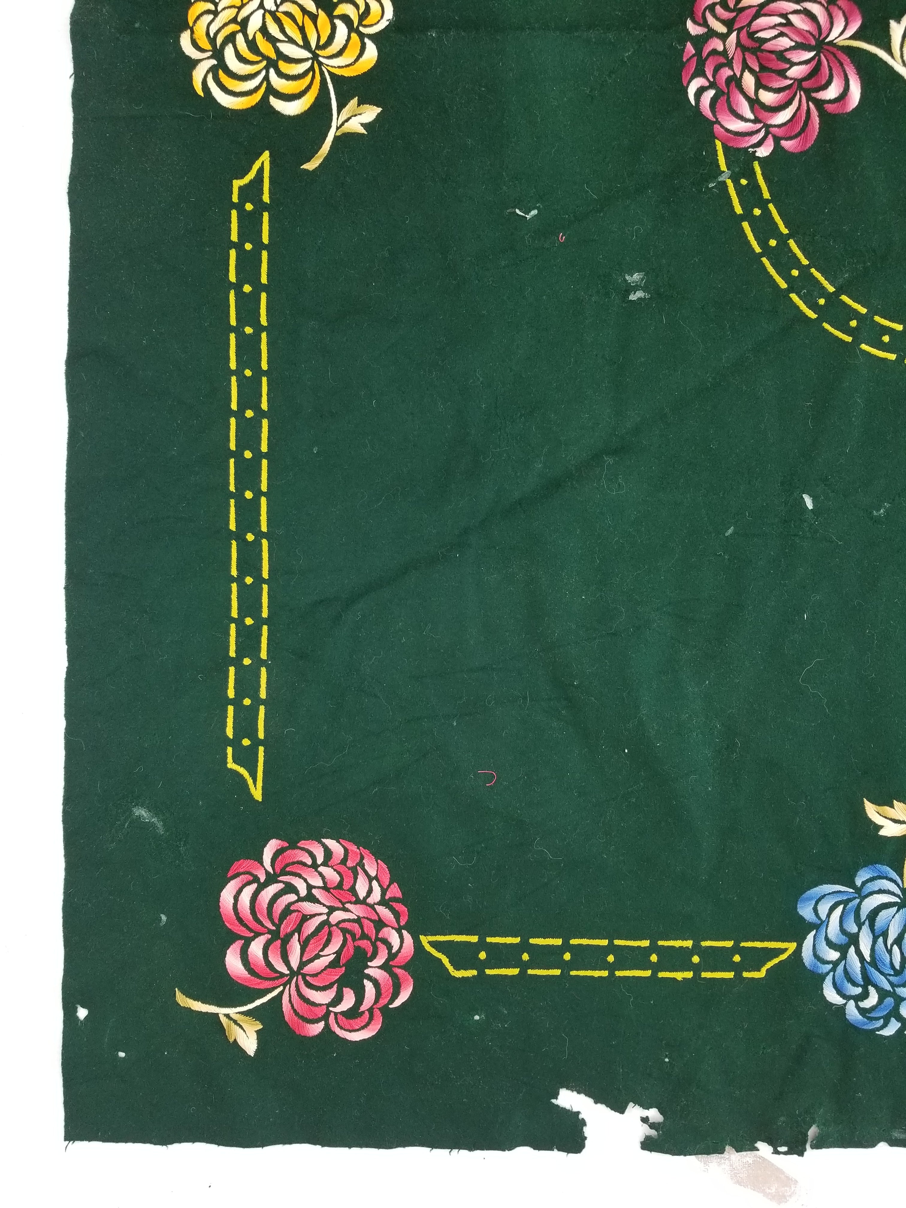 Vintage Traditional Floral Hand Embroidered Decorative Panel 136x105cm