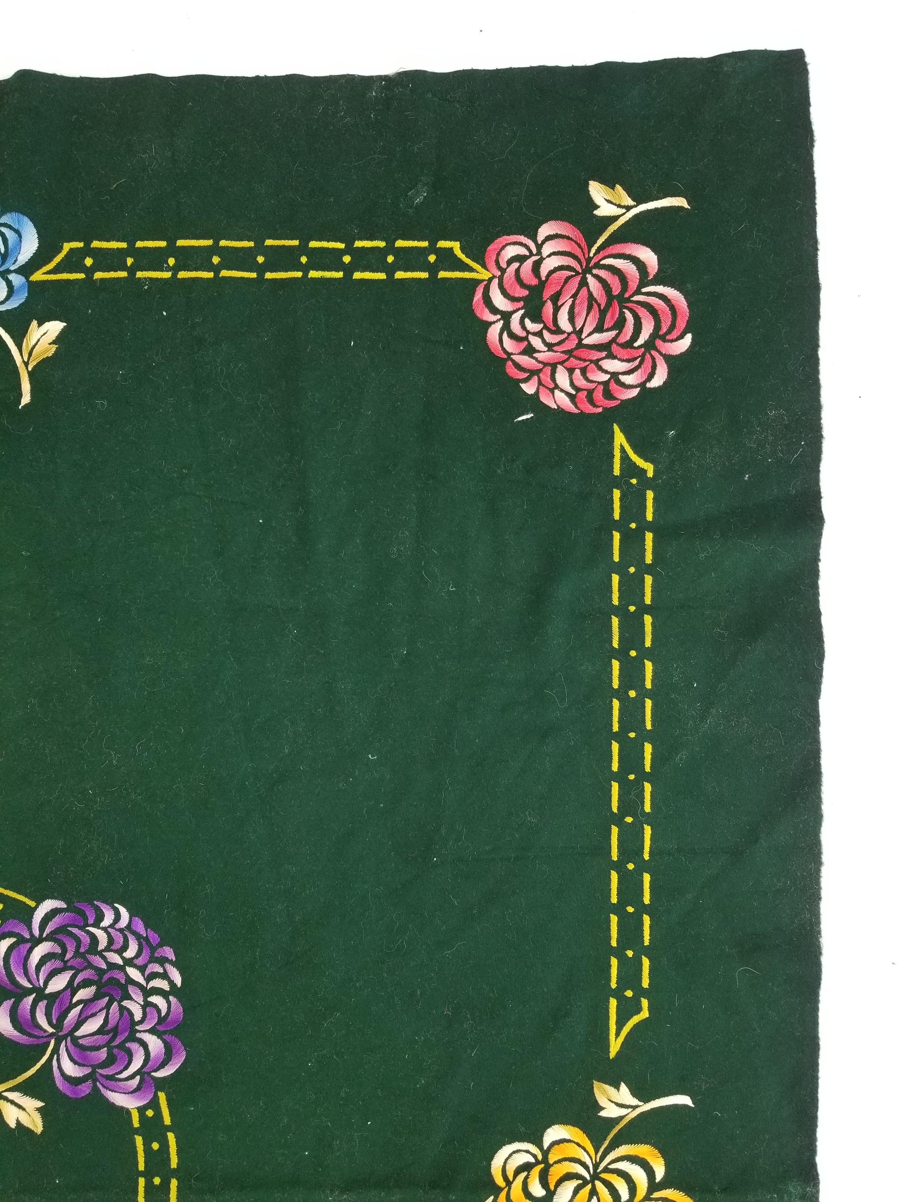 Vintage Traditional Floral Hand Embroidered Decorative Panel 136x105cm