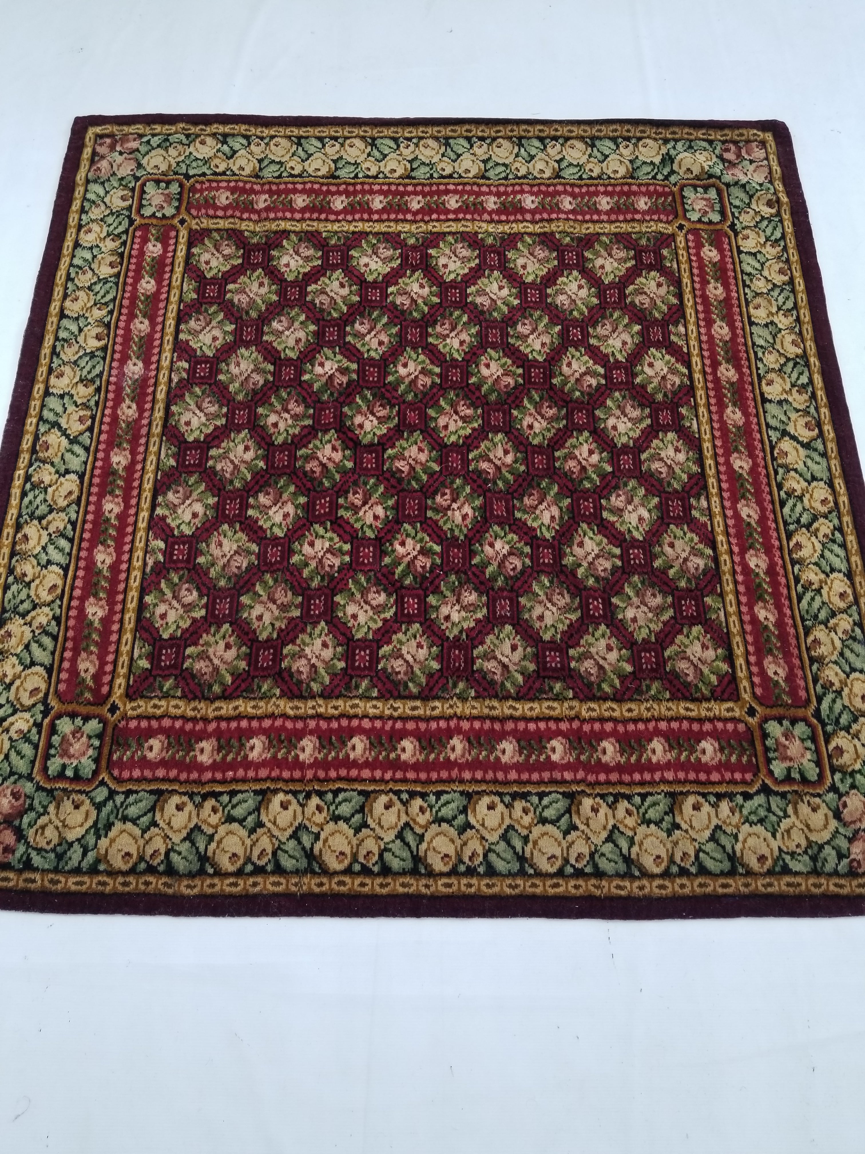 Vintage Traditional Floral Oriental Wool Decorative Textile Panel 146x140cm