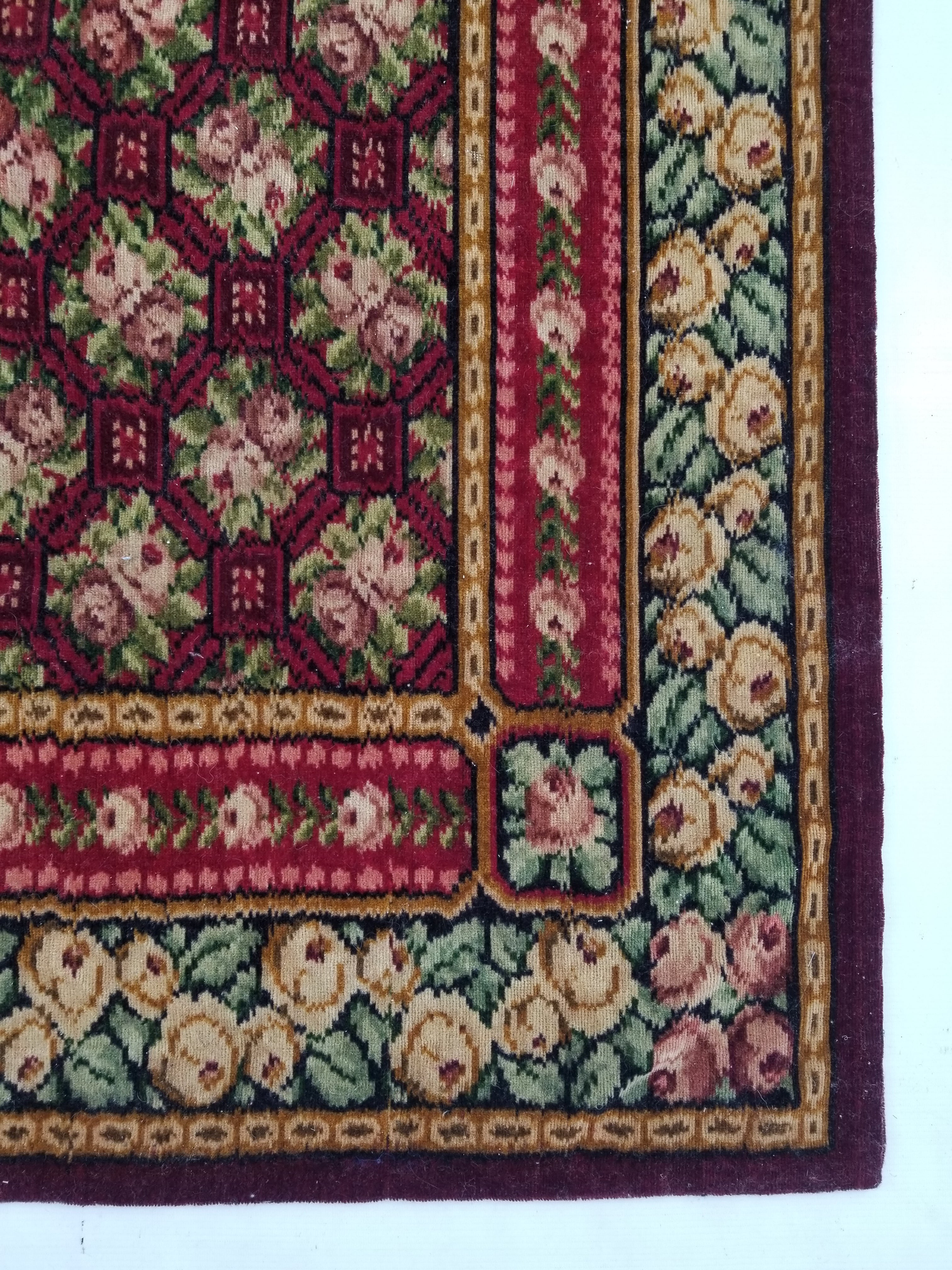 Vintage Traditional Floral Oriental Wool Decorative Textile Panel 146x140cm