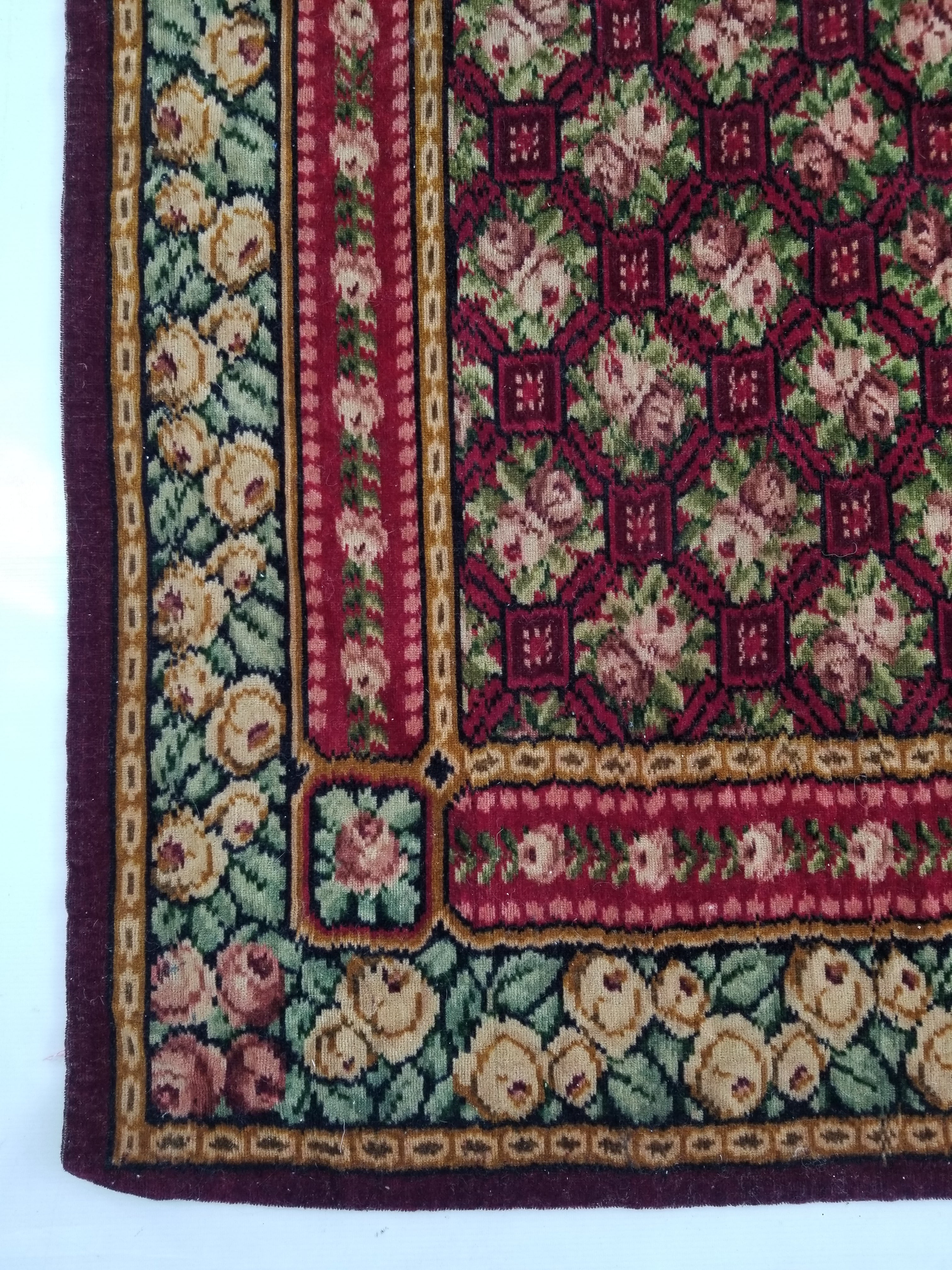 Vintage Traditional Floral Oriental Wool Decorative Textile Panel 146x140cm