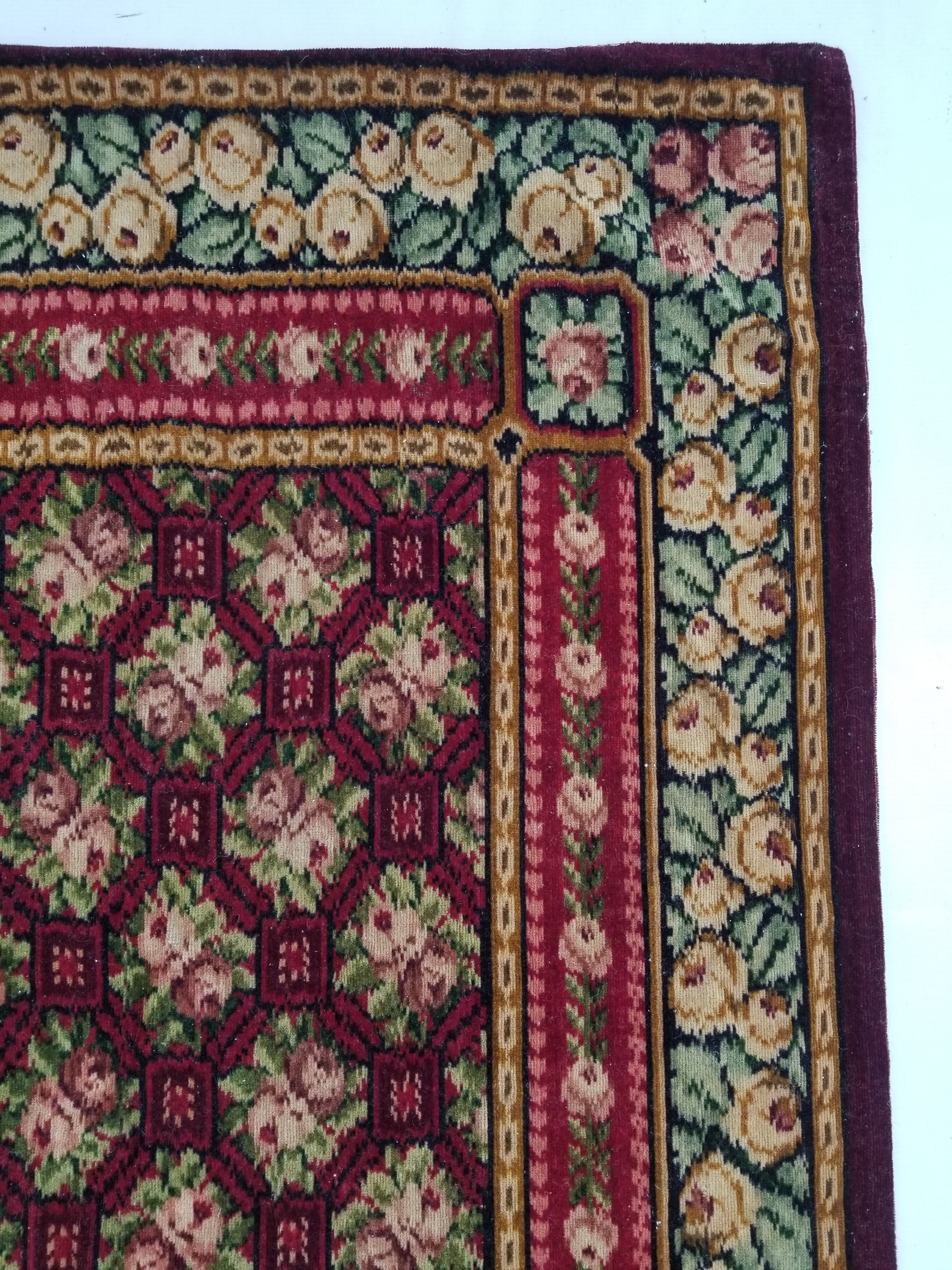 Vintage Traditional Floral Oriental Wool Decorative Textile Panel 146x140cm