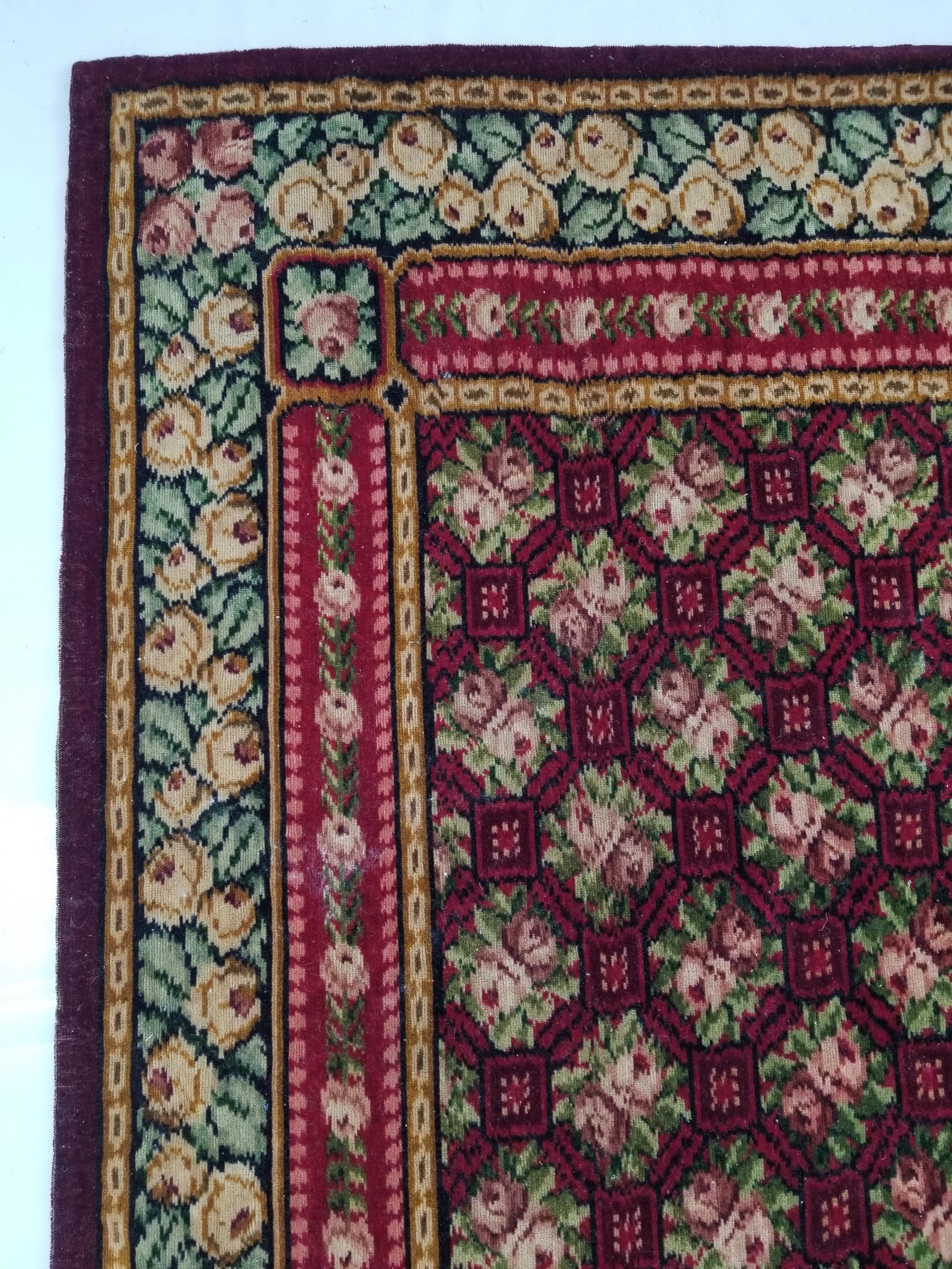Vintage Traditional Floral Oriental Wool Decorative Textile Panel 146x140cm