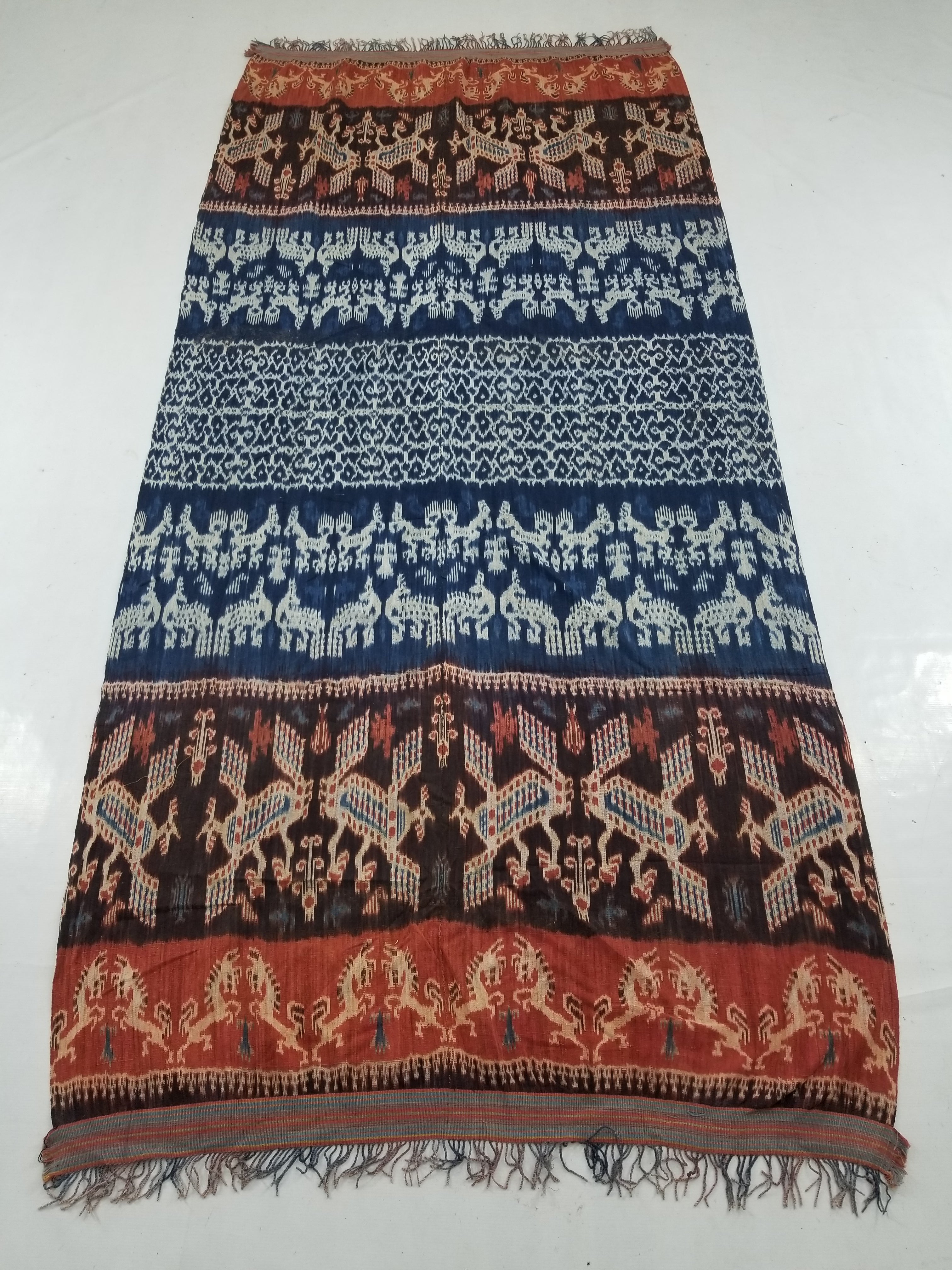 Vintage Indonesian Handwoven Sumba Ikat Vertical Seam Textile 262x121cm