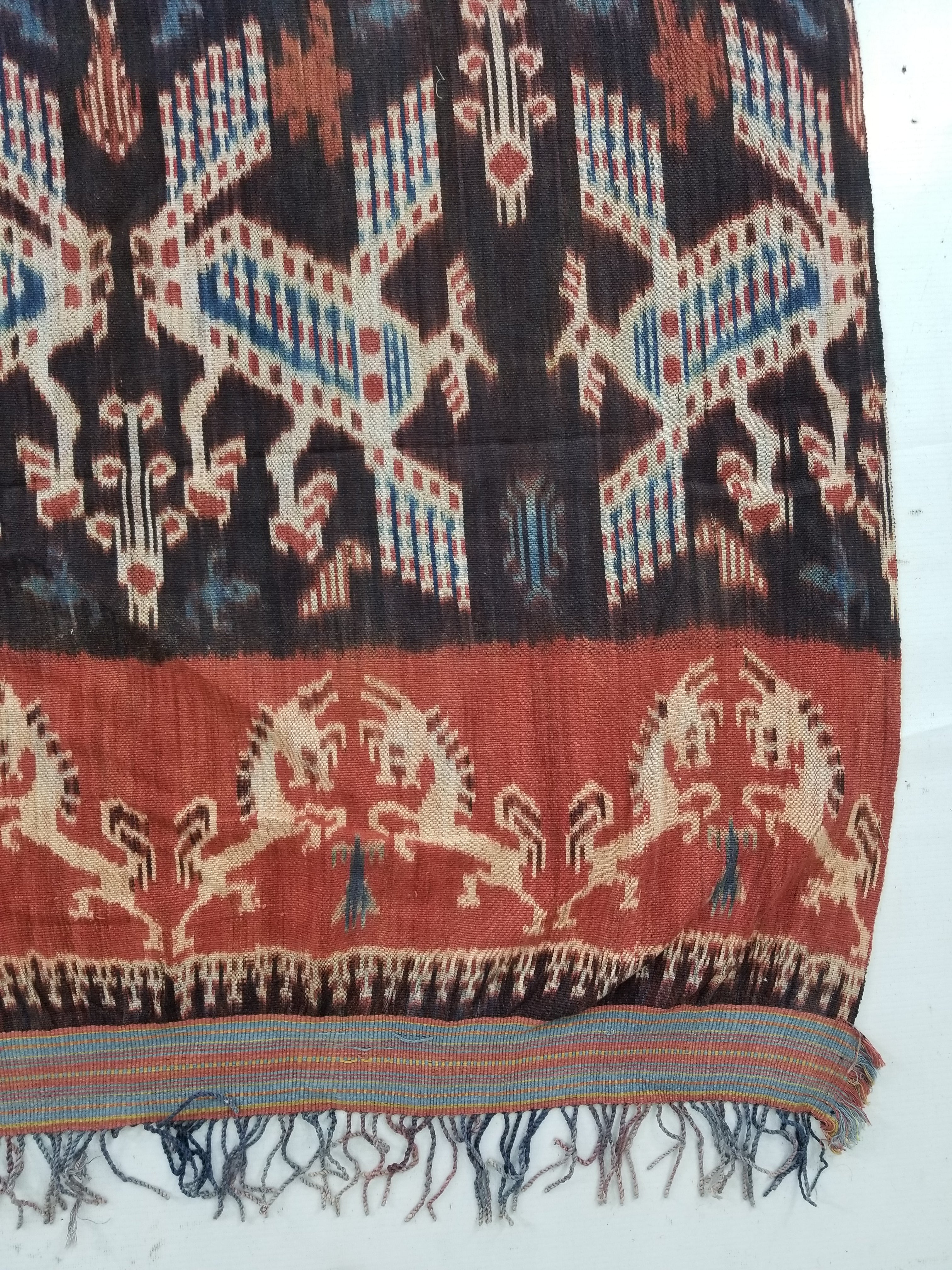 Vintage Indonesian Handwoven Sumba Ikat Vertical Seam Textile 262x121cm