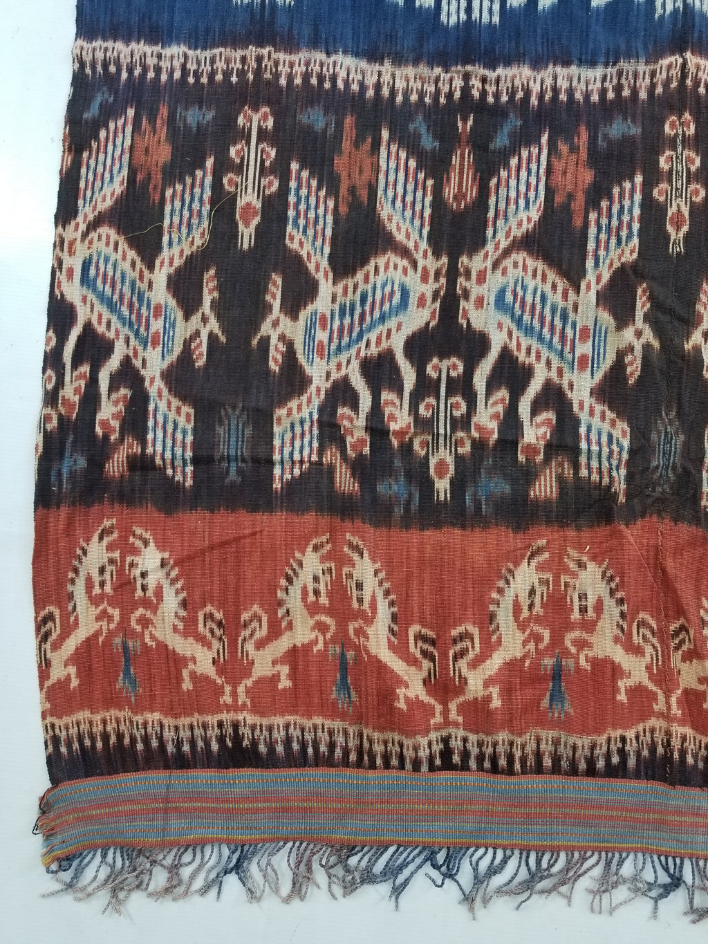 Vintage Indonesian Handwoven Sumba Ikat Vertical Seam Textile 262x121cm