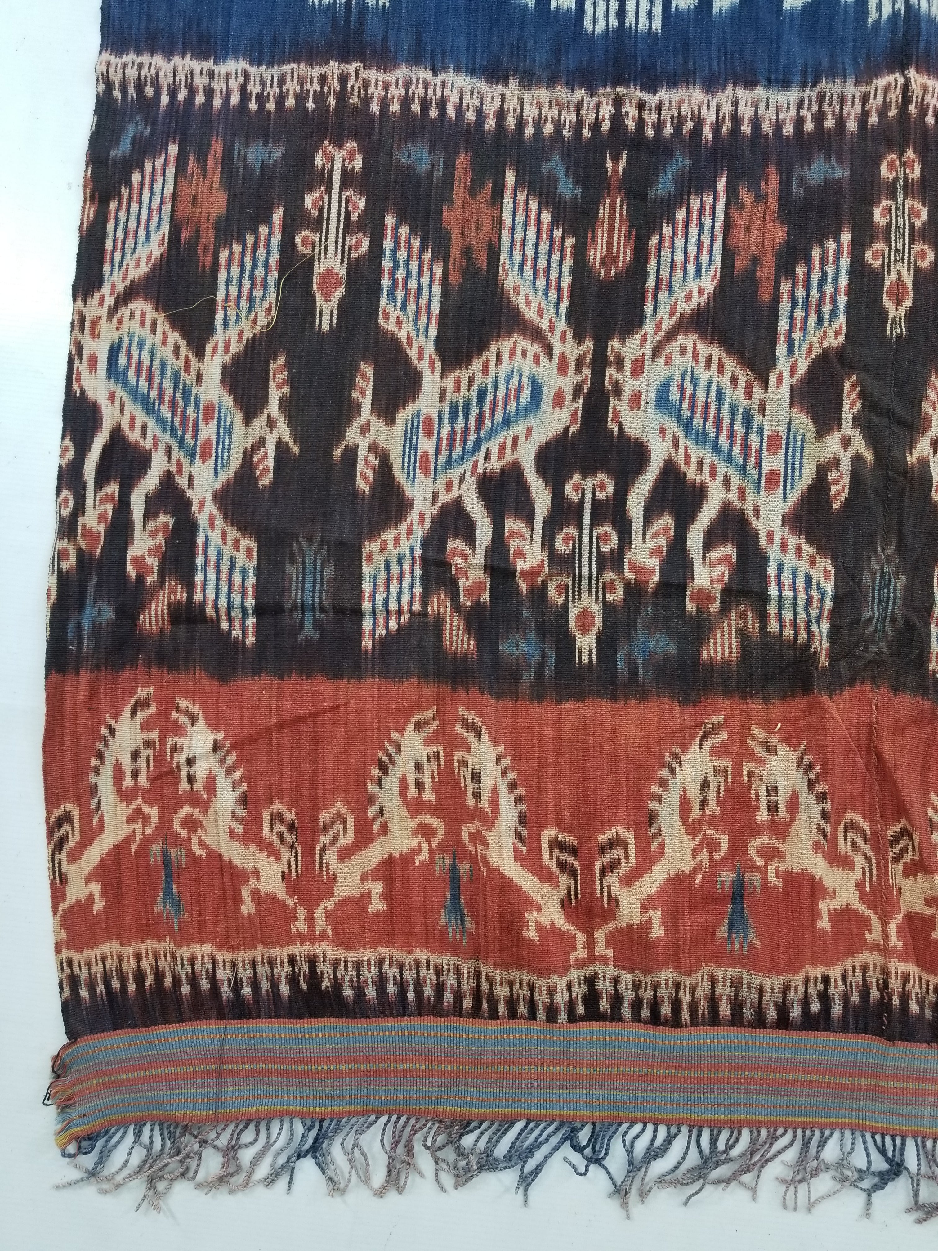 Vintage Indonesian Handwoven Sumba Ikat Vertical Seam Textile 262x121cm