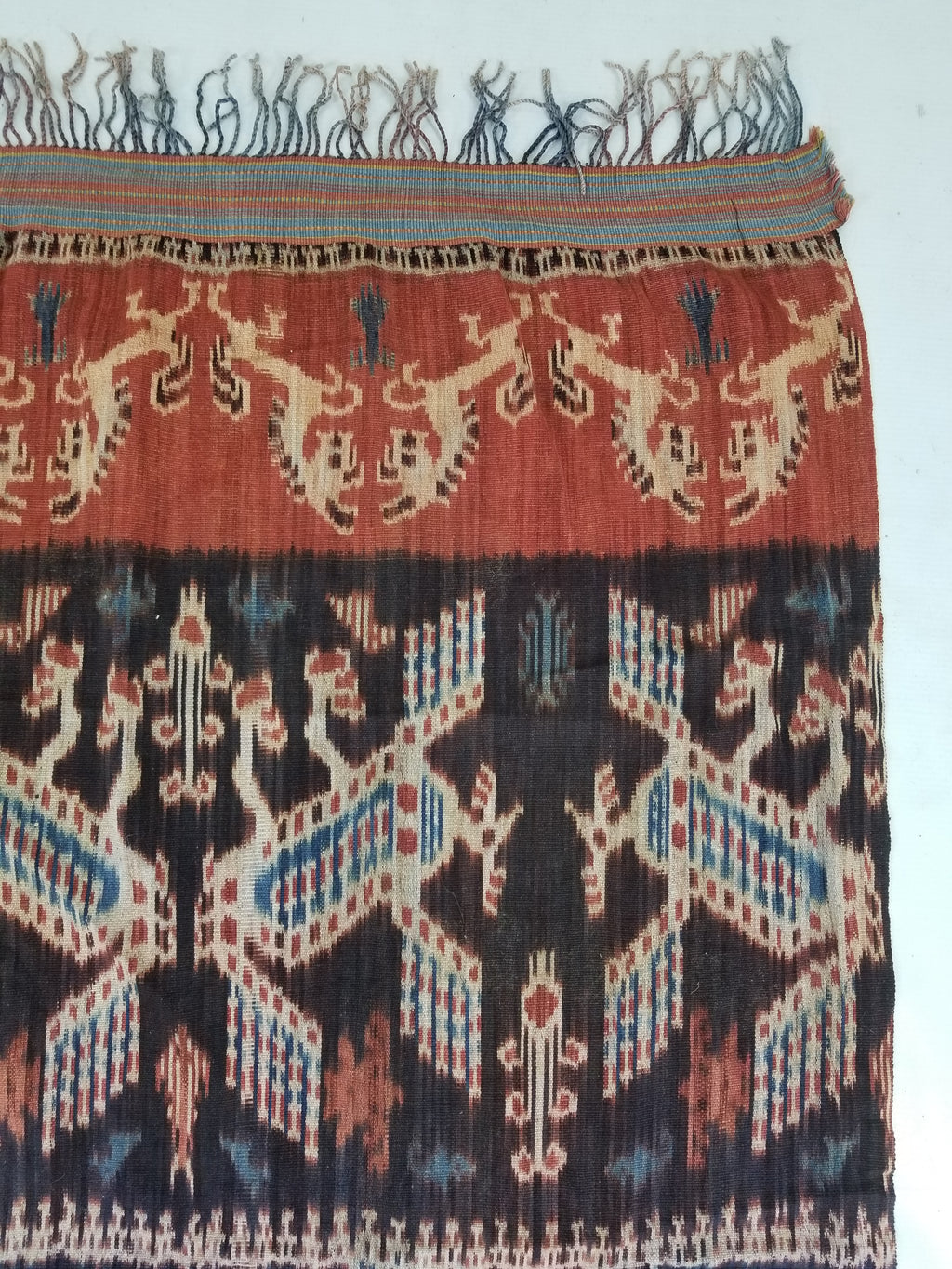 Vintage Indonesian Handwoven Sumba Ikat Vertical Seam Textile 262x121cm
