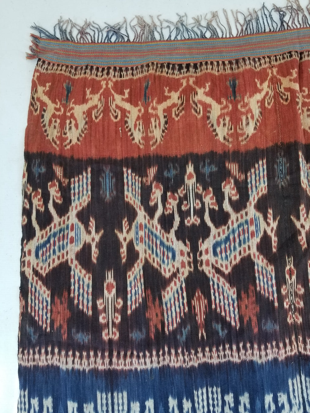 Vintage Indonesian Handwoven Sumba Ikat Vertical Seam Textile 262x121cm