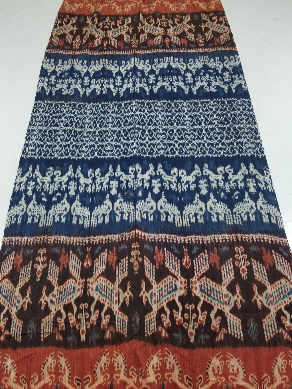 Vintage Indonesian Handwoven Sumba Ikat Vertical Seam Textile 262x121cm