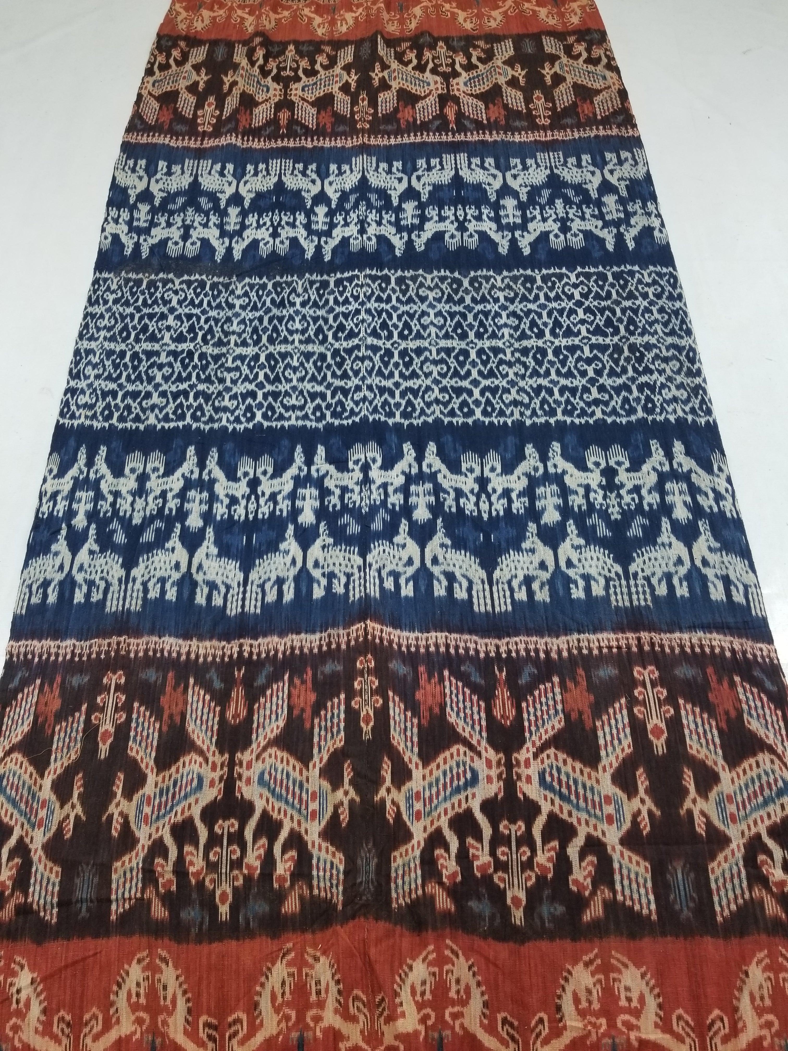 Vintage Indonesian Handwoven Sumba Ikat Vertical Seam Textile 262x121cm