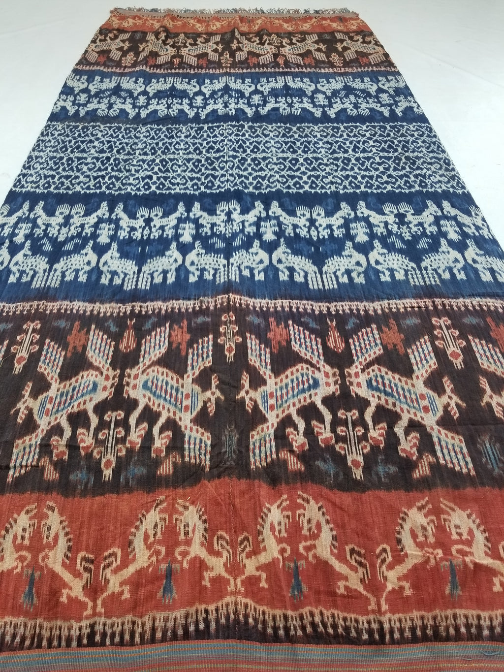 Vintage Indonesian Handwoven Sumba Ikat Vertical Seam Textile 262x121cm