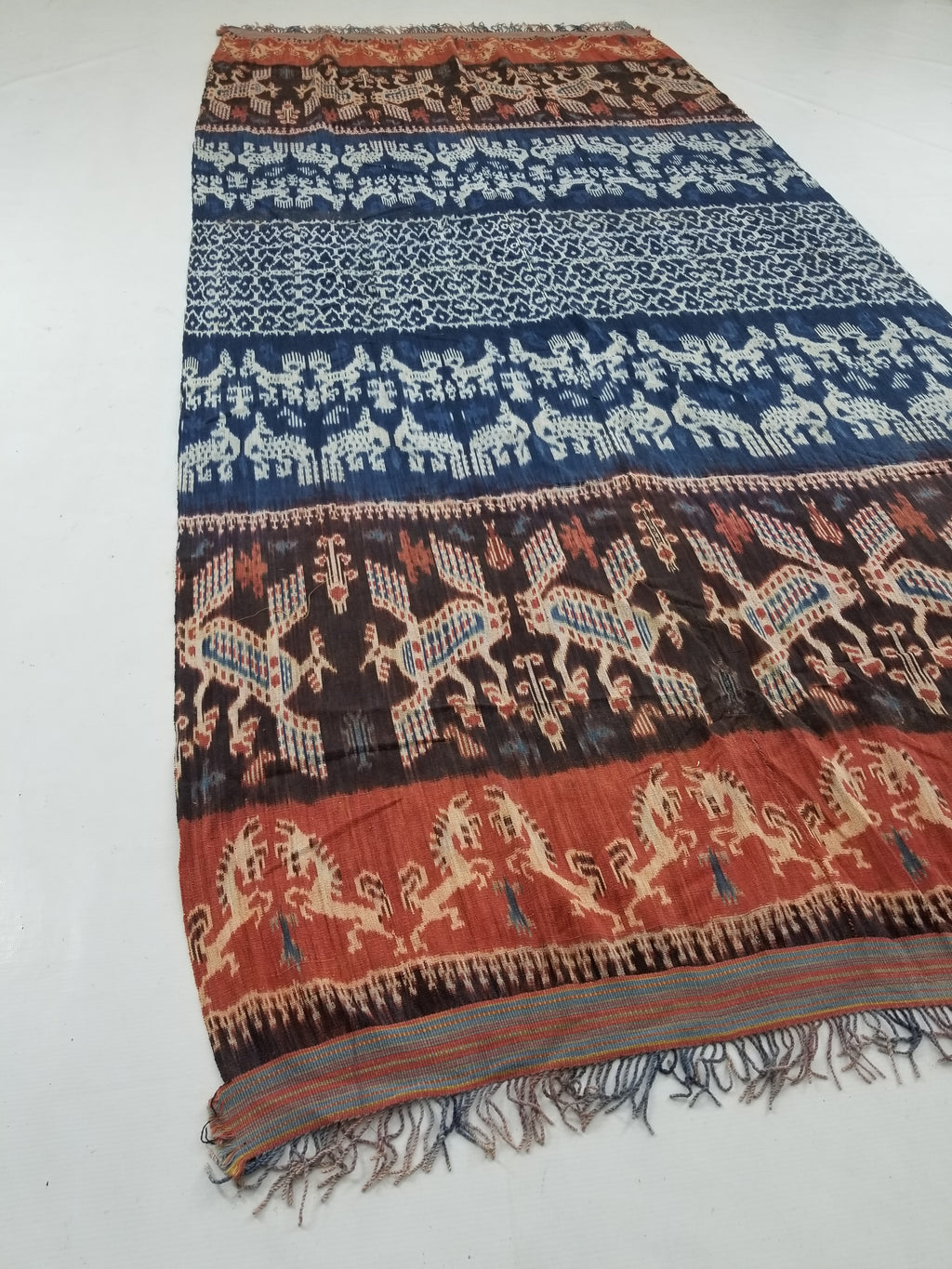 Vintage Indonesian Handwoven Sumba Ikat Vertical Seam Textile 262x121cm