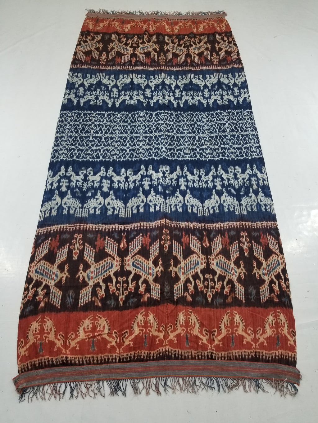 Vintage Indonesian Handwoven Sumba Ikat Vertical Seam Textile 262x121cm