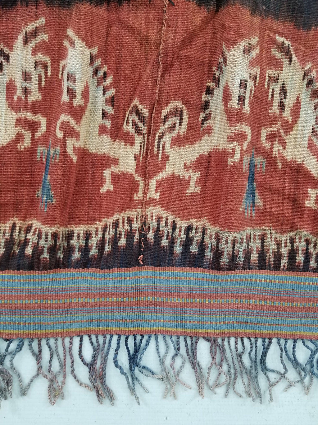 Vintage Indonesian Handwoven Sumba Ikat Vertical Seam Textile 262x121cm