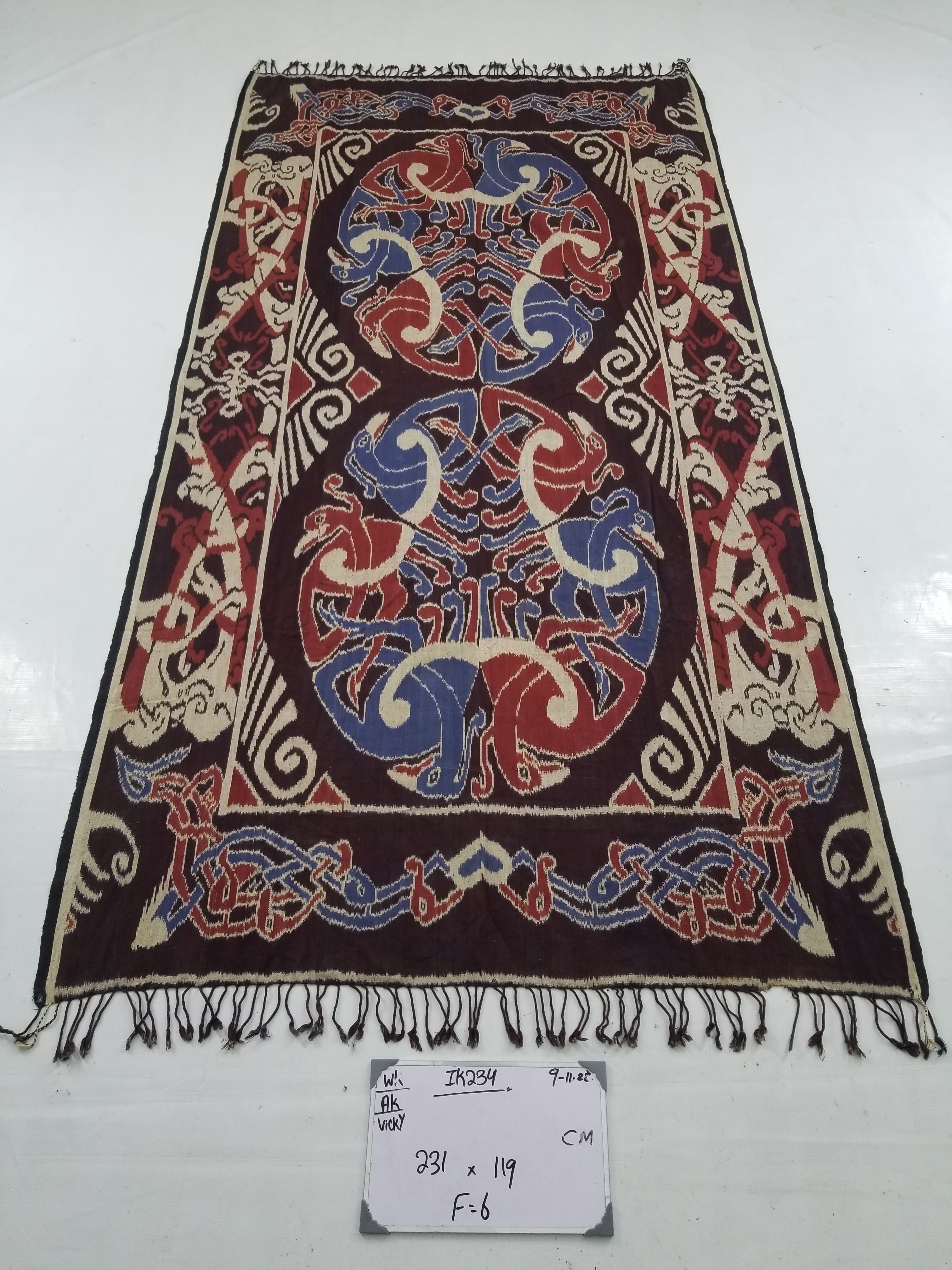 Vintage Indonesian Handwoven Sumba Ikat Vertical Seam Textile 262x121cm