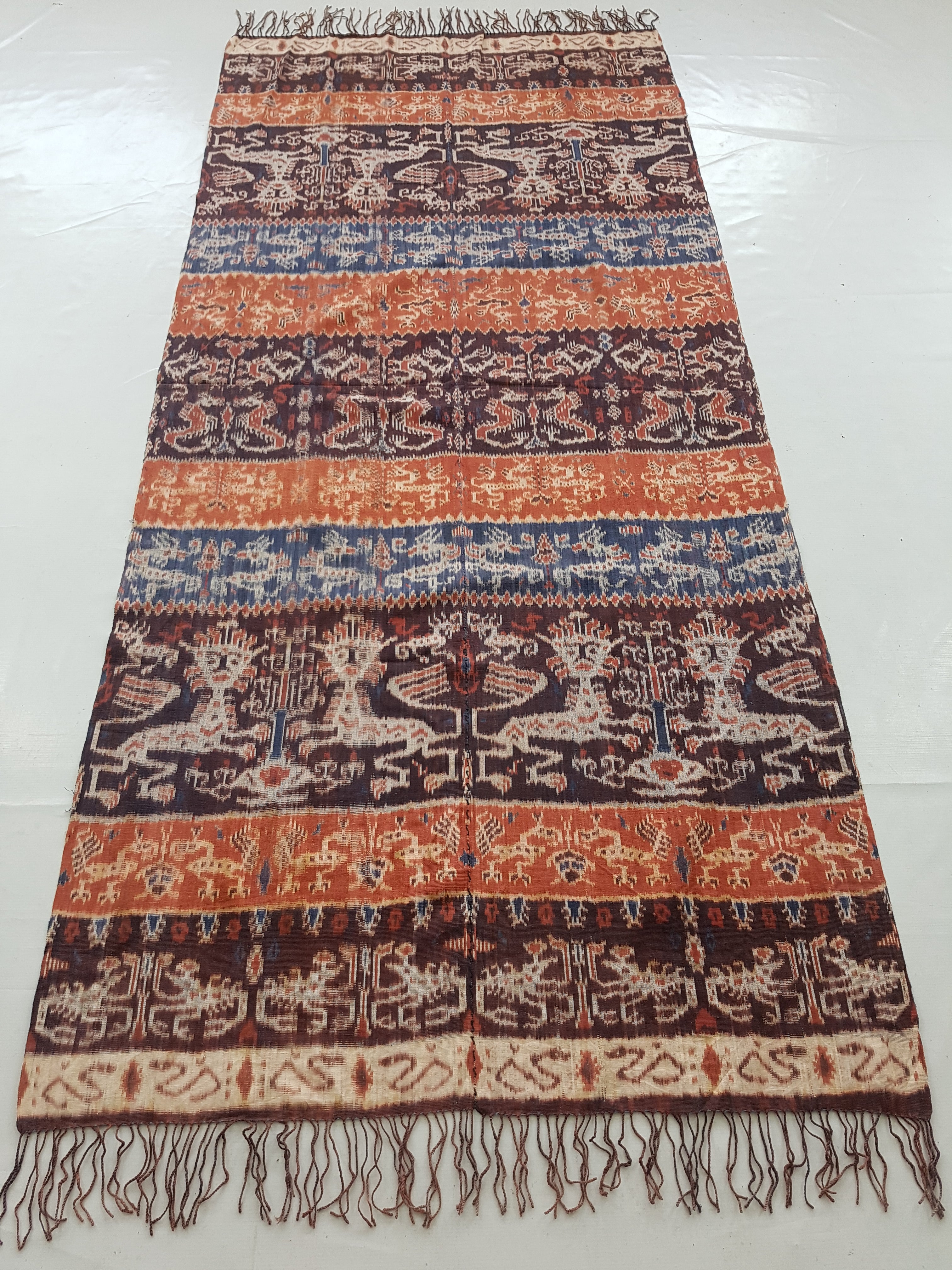 Antique Traditional Indonesian Handwoven Sumba Ikat Vertical Seam Shawl 240x110