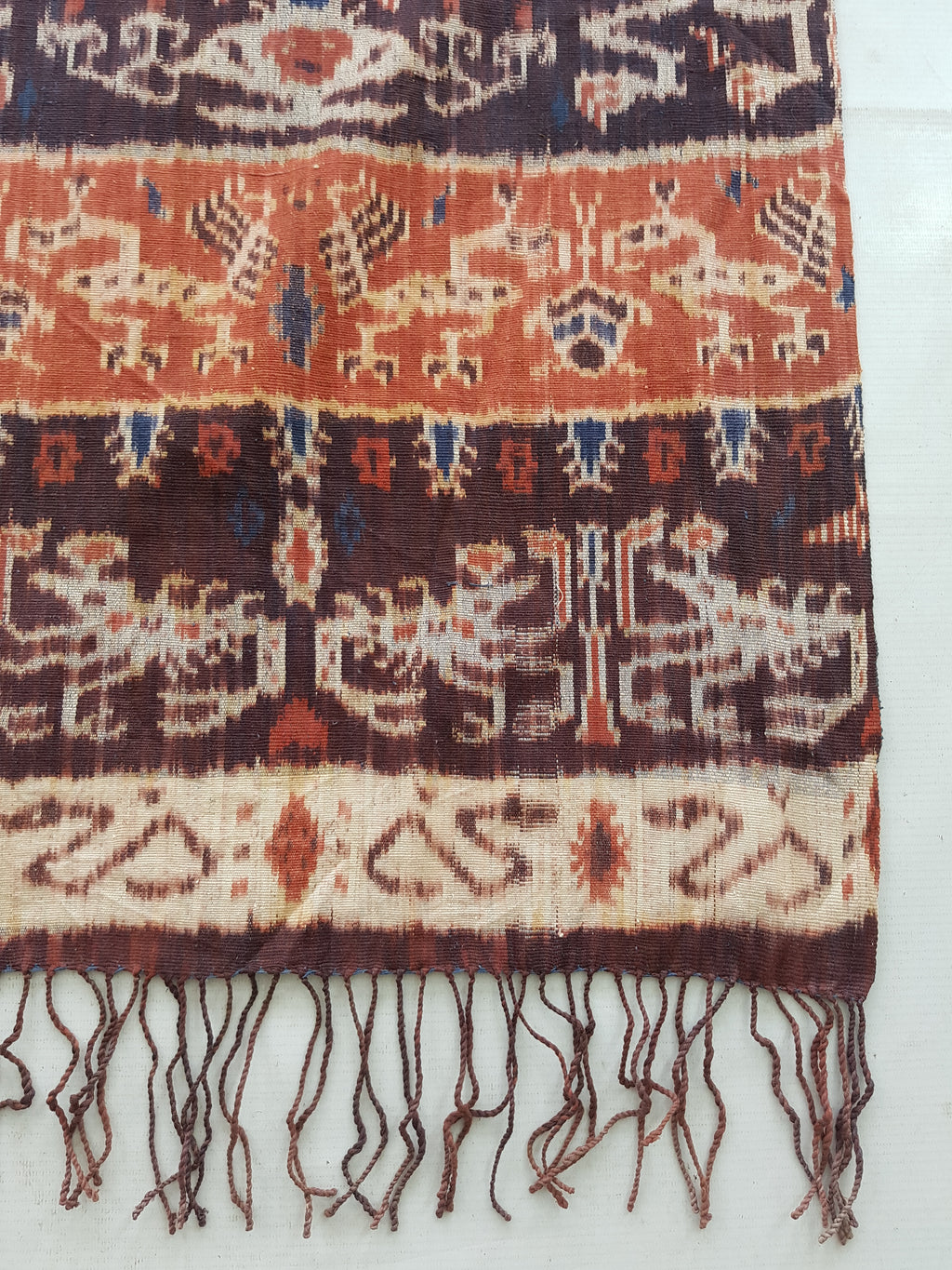 Antique Traditional Indonesian Handwoven Sumba Ikat Vertical Seam Shawl 240x110