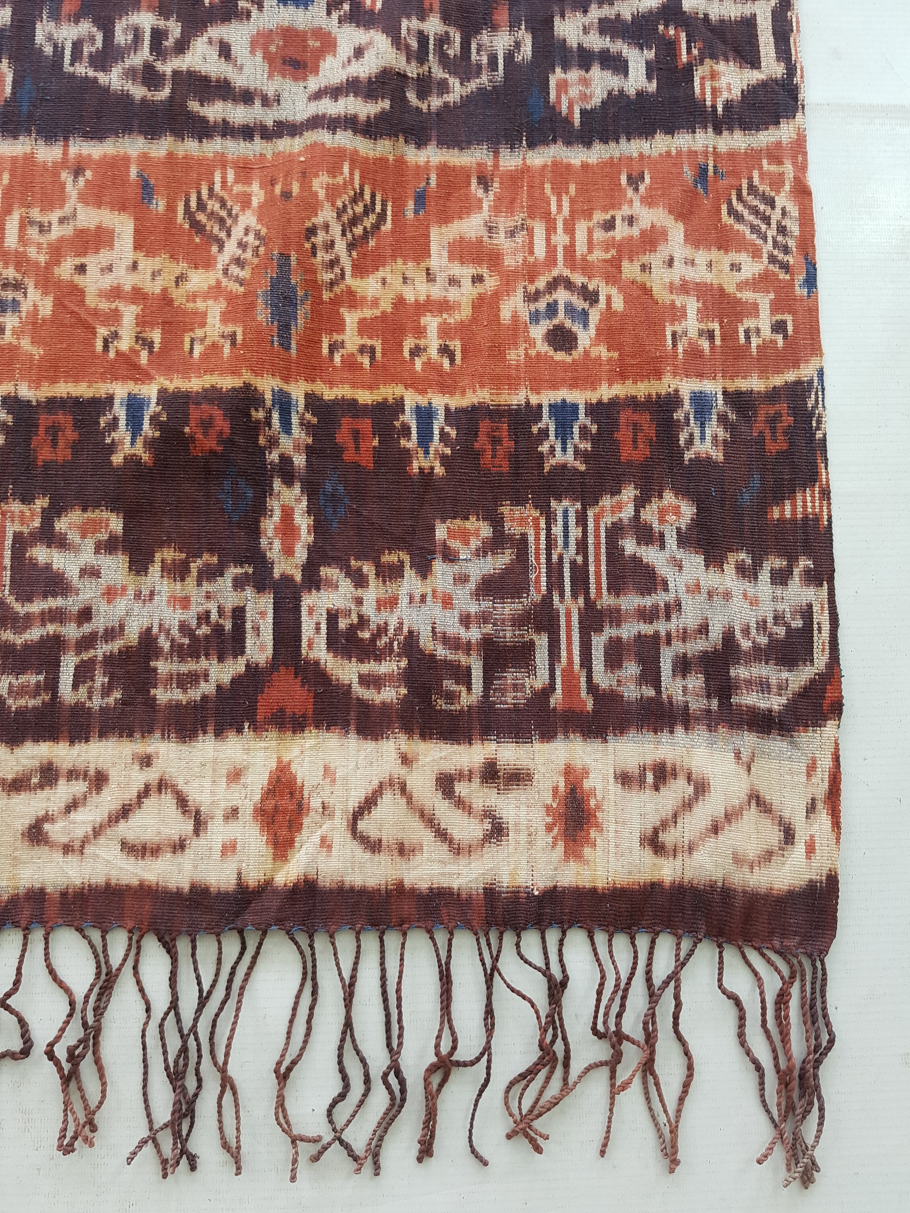 Antique Traditional Indonesian Handwoven Sumba Ikat Vertical Seam Shawl 240x110