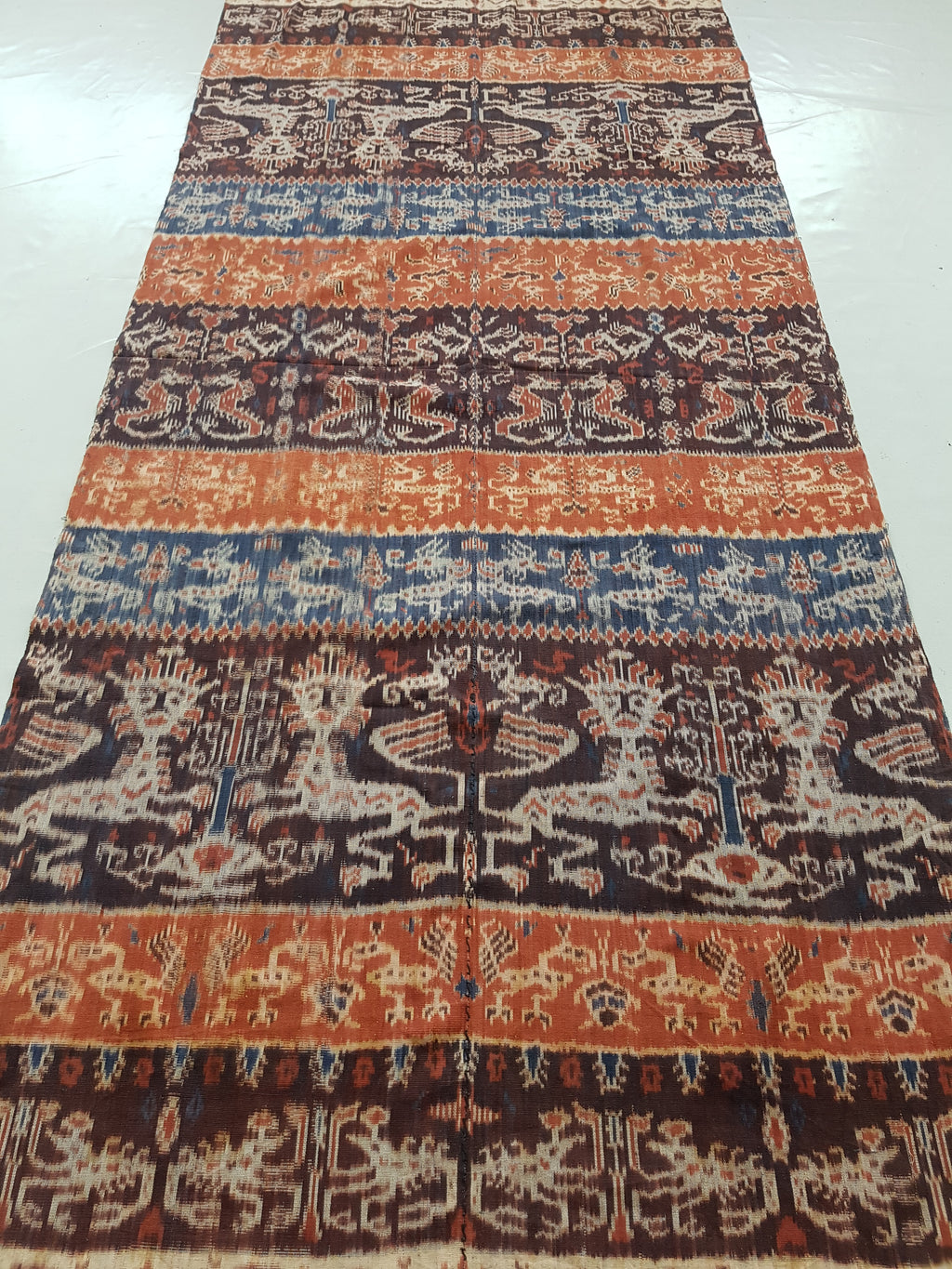 Antique Traditional Indonesian Handwoven Sumba Ikat Vertical Seam Shawl 240x110