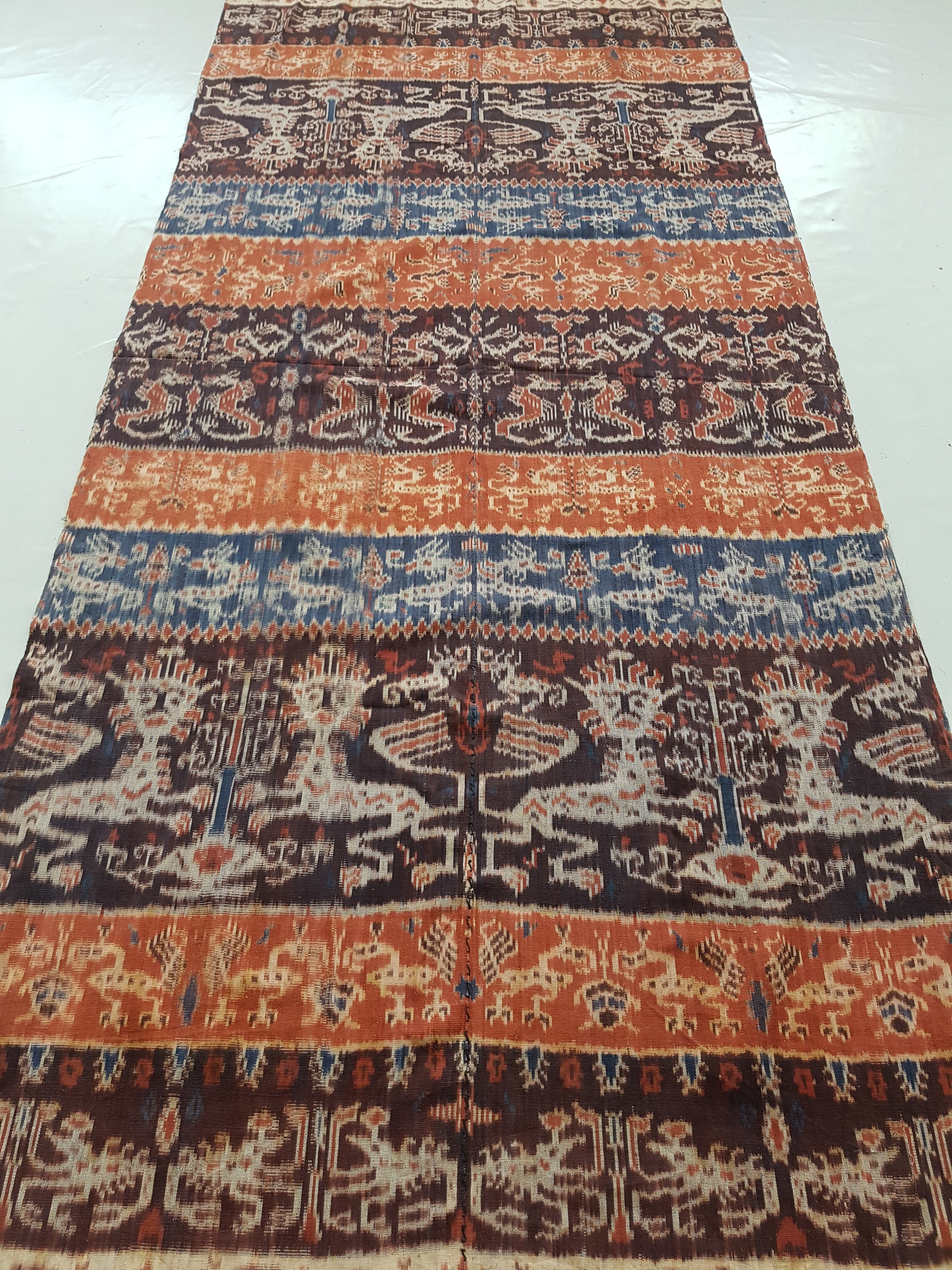 Antique Traditional Indonesian Handwoven Sumba Ikat Vertical Seam Shawl 240x110