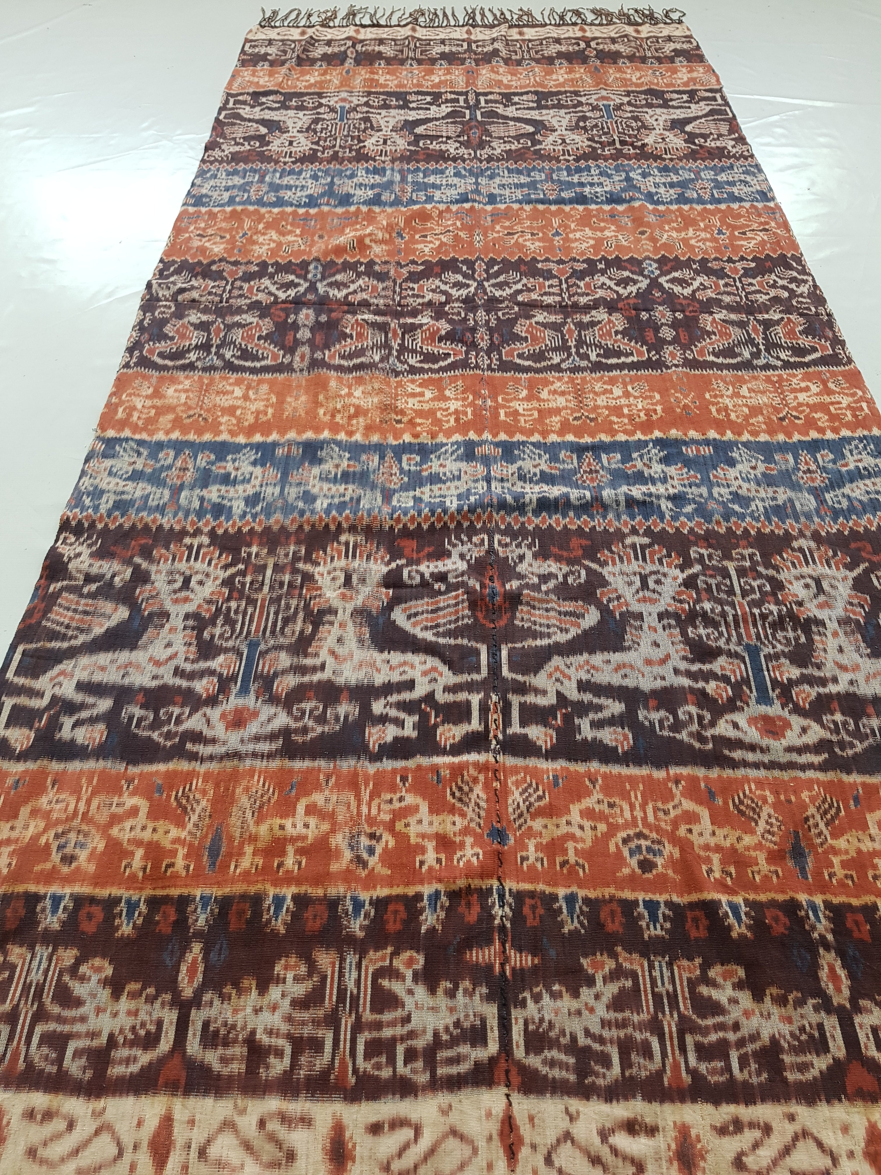 Antique Traditional Indonesian Handwoven Sumba Ikat Vertical Seam Shawl 240x110