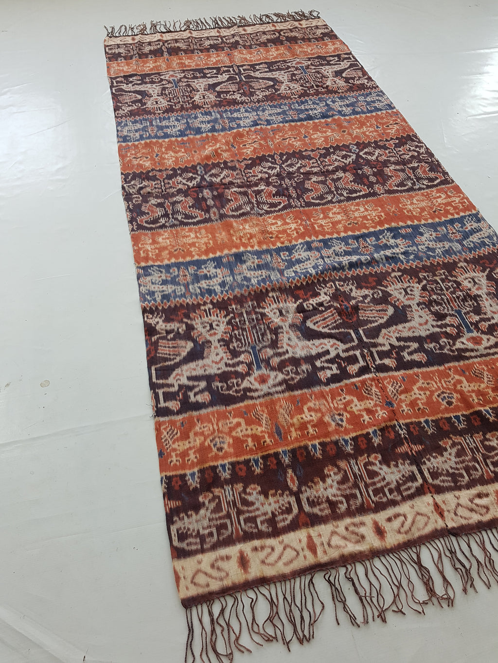 Antique Traditional Indonesian Handwoven Sumba Ikat Vertical Seam Shawl 240x110