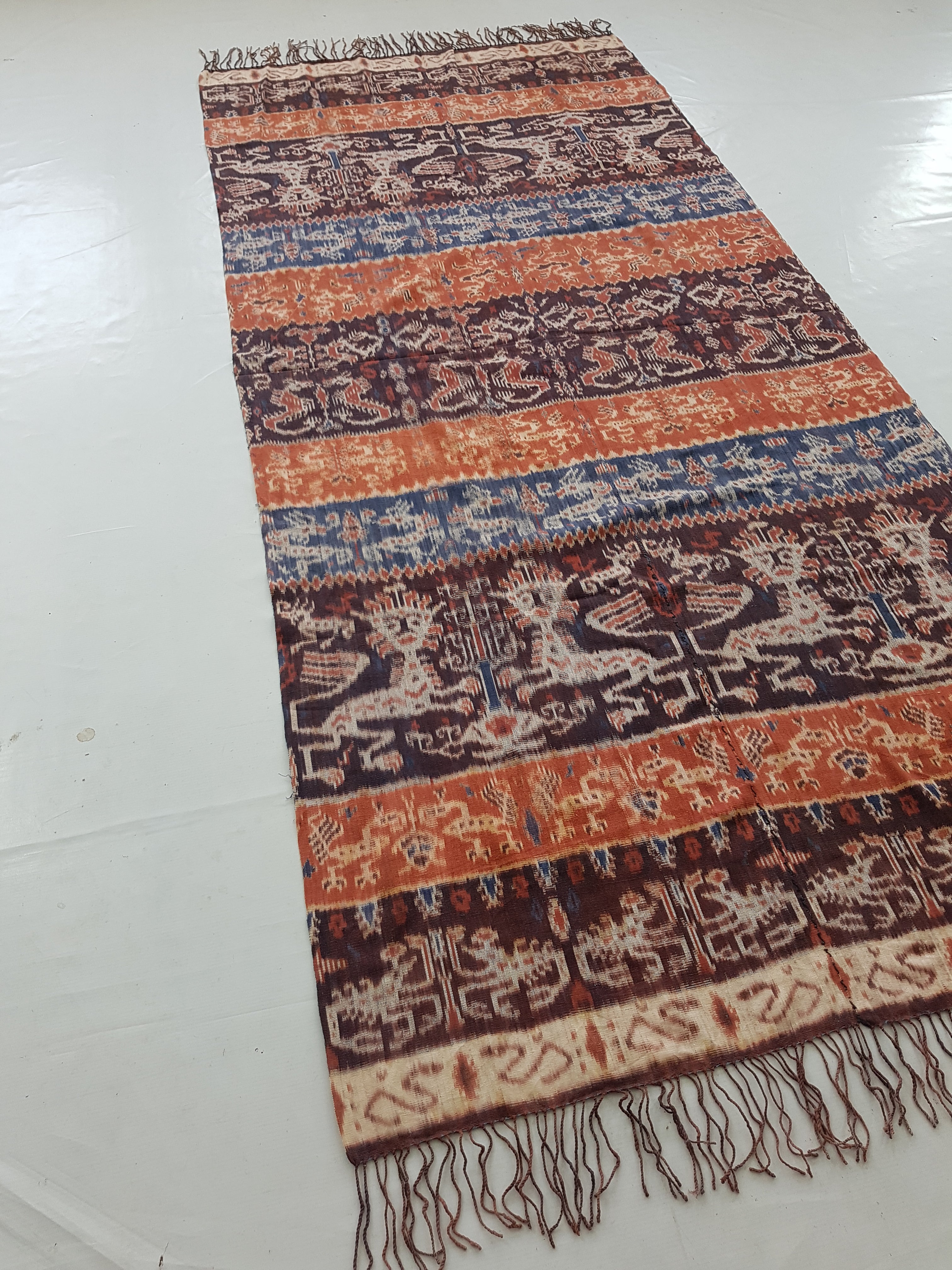 Antique Traditional Indonesian Handwoven Sumba Ikat Vertical Seam Shawl 240x110