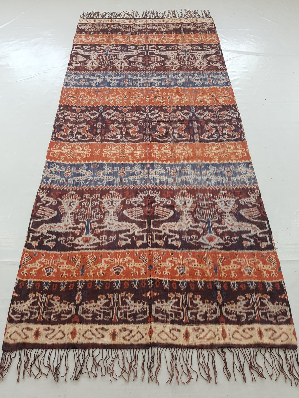 Antique Traditional Indonesian Handwoven Sumba Ikat Vertical Seam Shawl 240x110