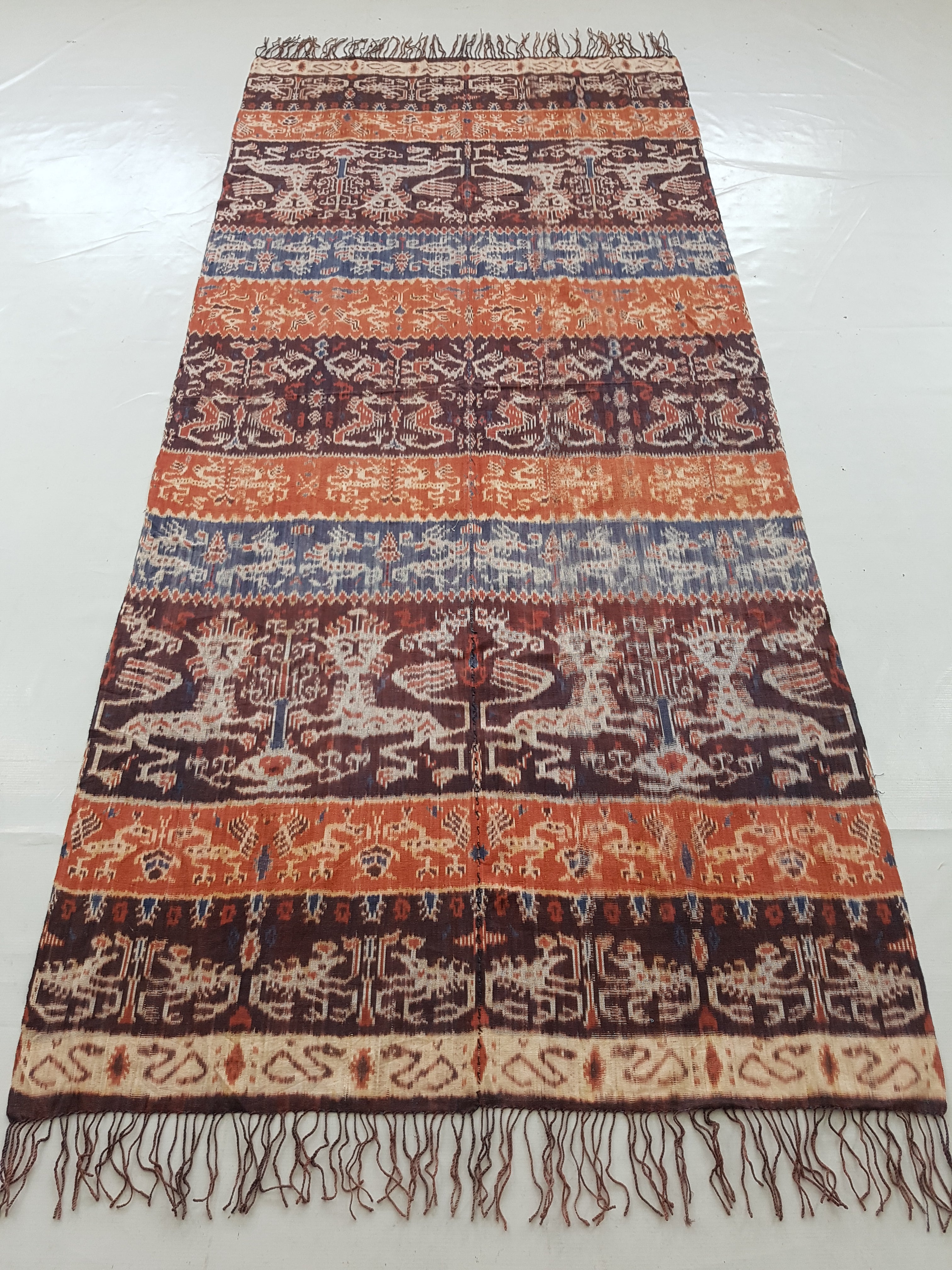 Antique Traditional Indonesian Handwoven Sumba Ikat Vertical Seam Shawl 240x110