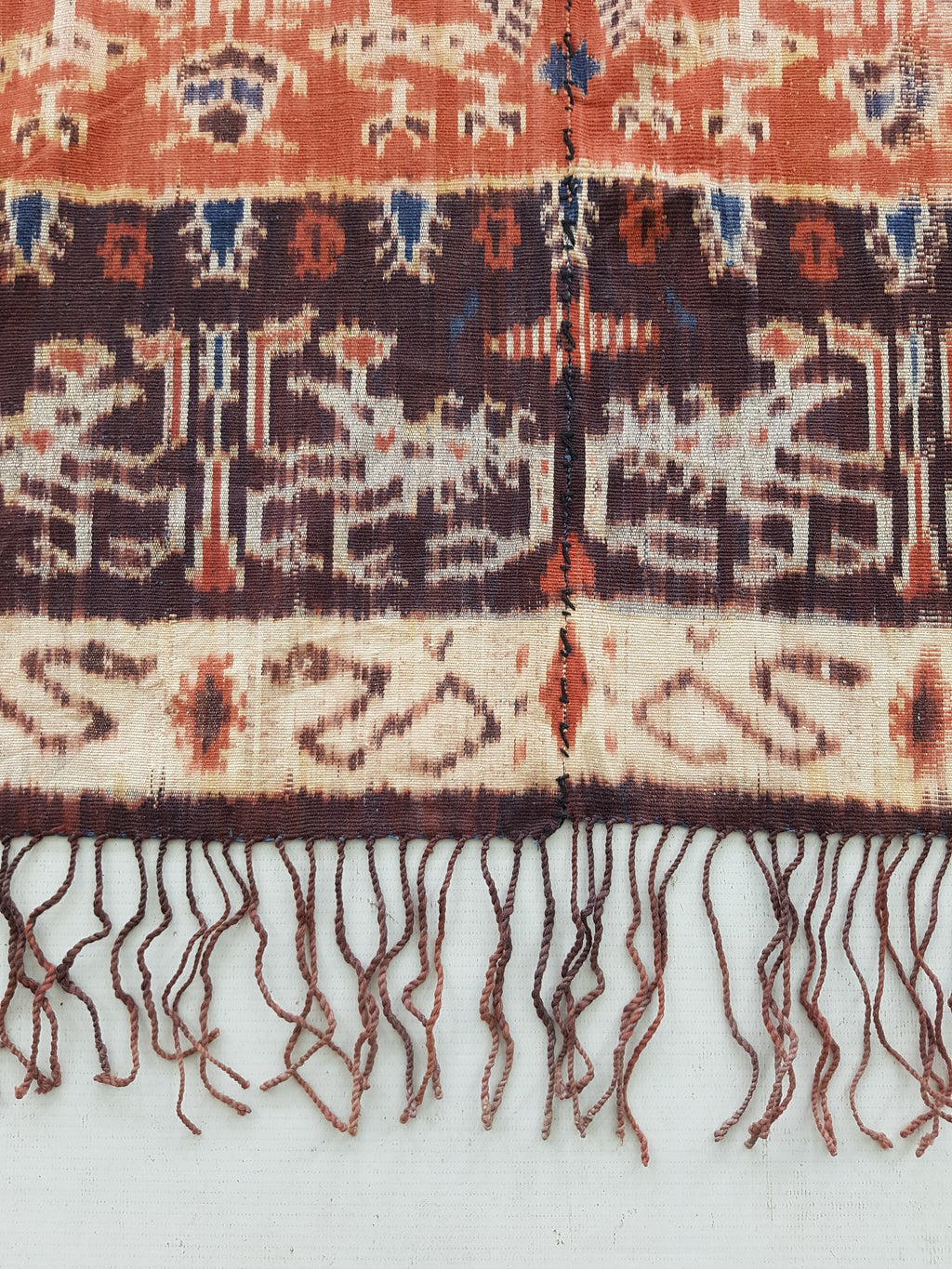 Antique Traditional Indonesian Handwoven Sumba Ikat Vertical Seam Shawl 240x110