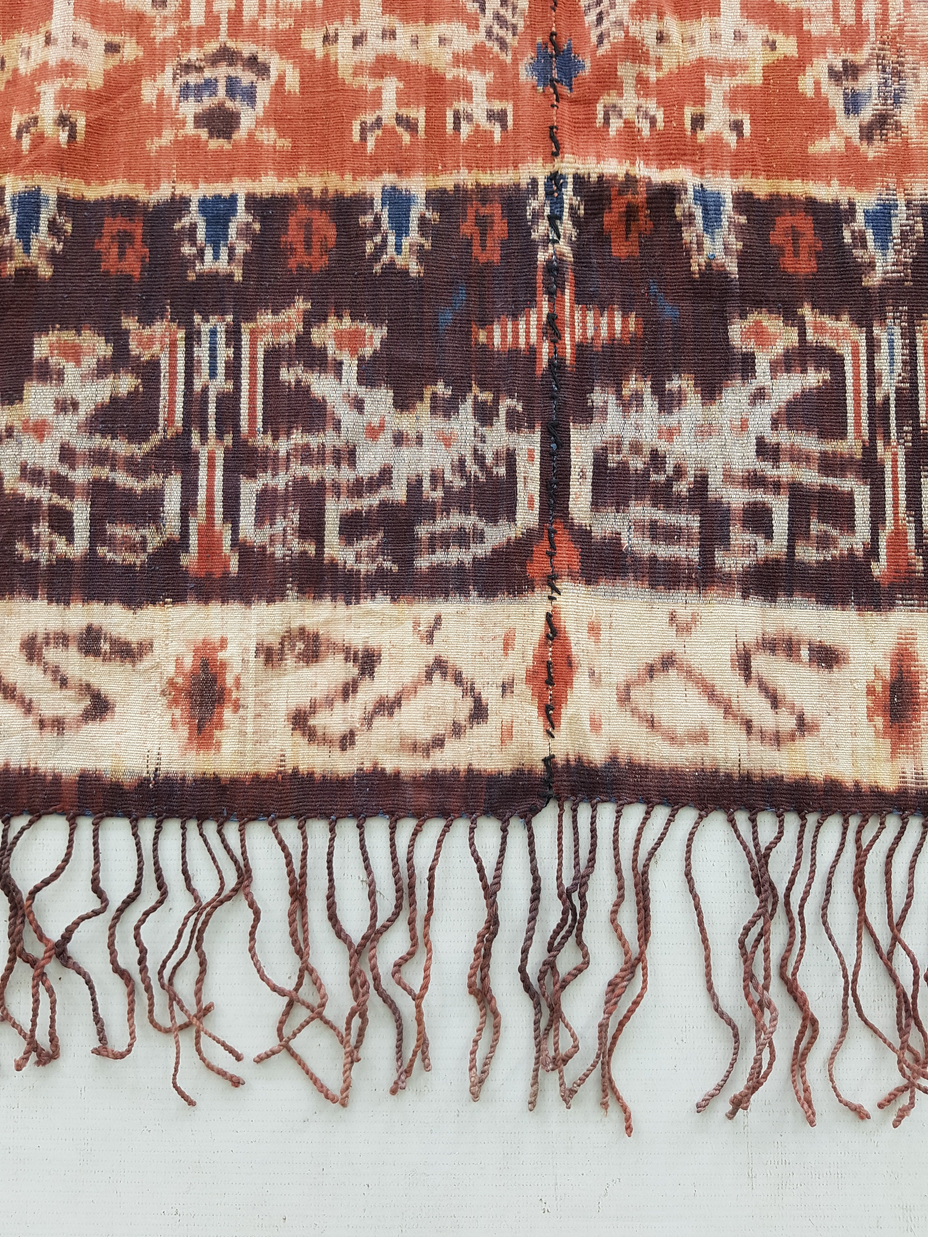 Antique Traditional Indonesian Handwoven Sumba Ikat Vertical Seam Shawl 240x110